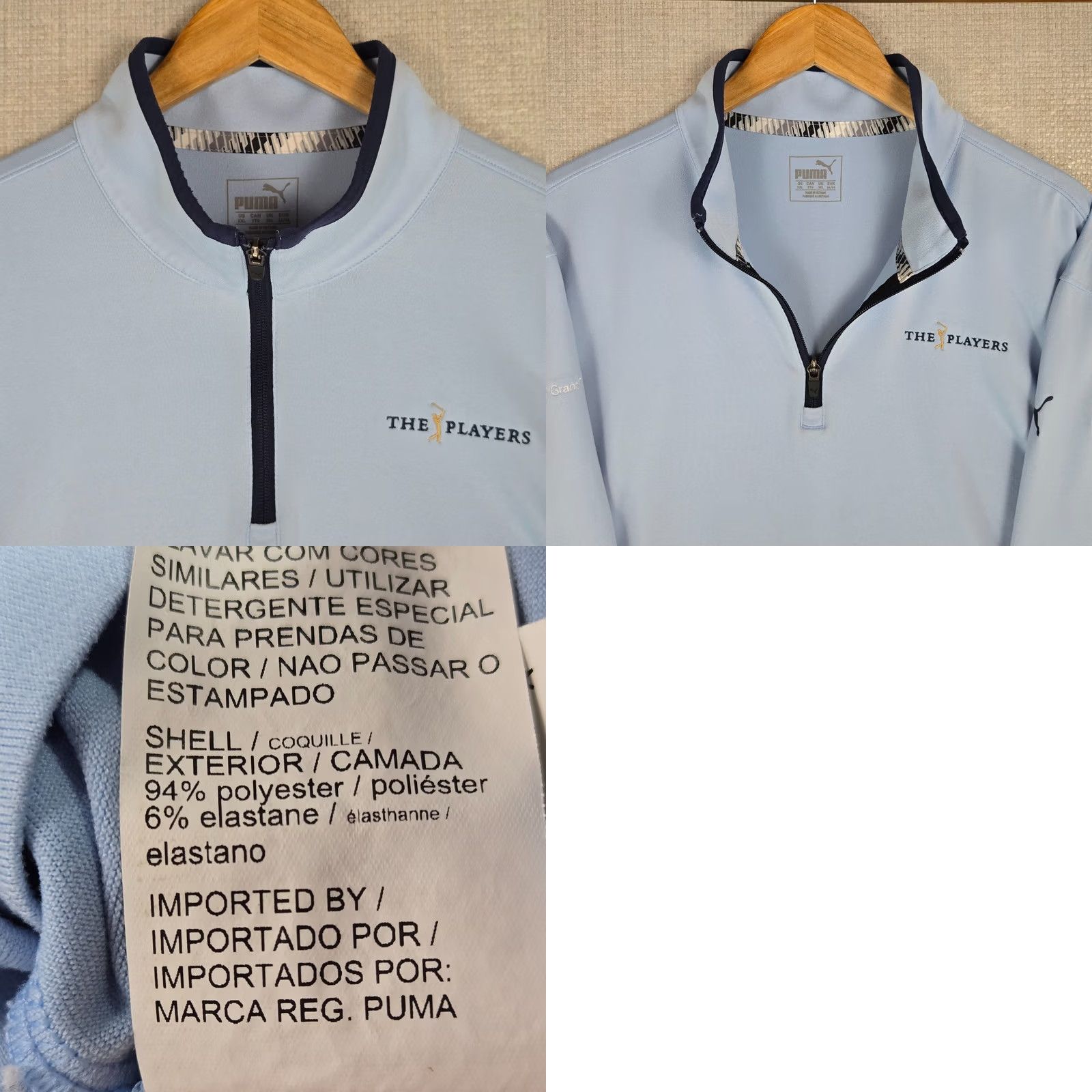 Puma PUMA Pullover Mens 2XL Blue THE PLAYERS Zip Cloud Spun Performance Sawgrass Size US XXL / EU 58 / 5 - 9 Thumbnail