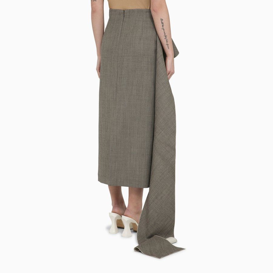 The Row o1d2blof1024 Wool Skirt With Side Train in White & Black Size 27" / US 4 / IT 40 - 4 Thumbnail