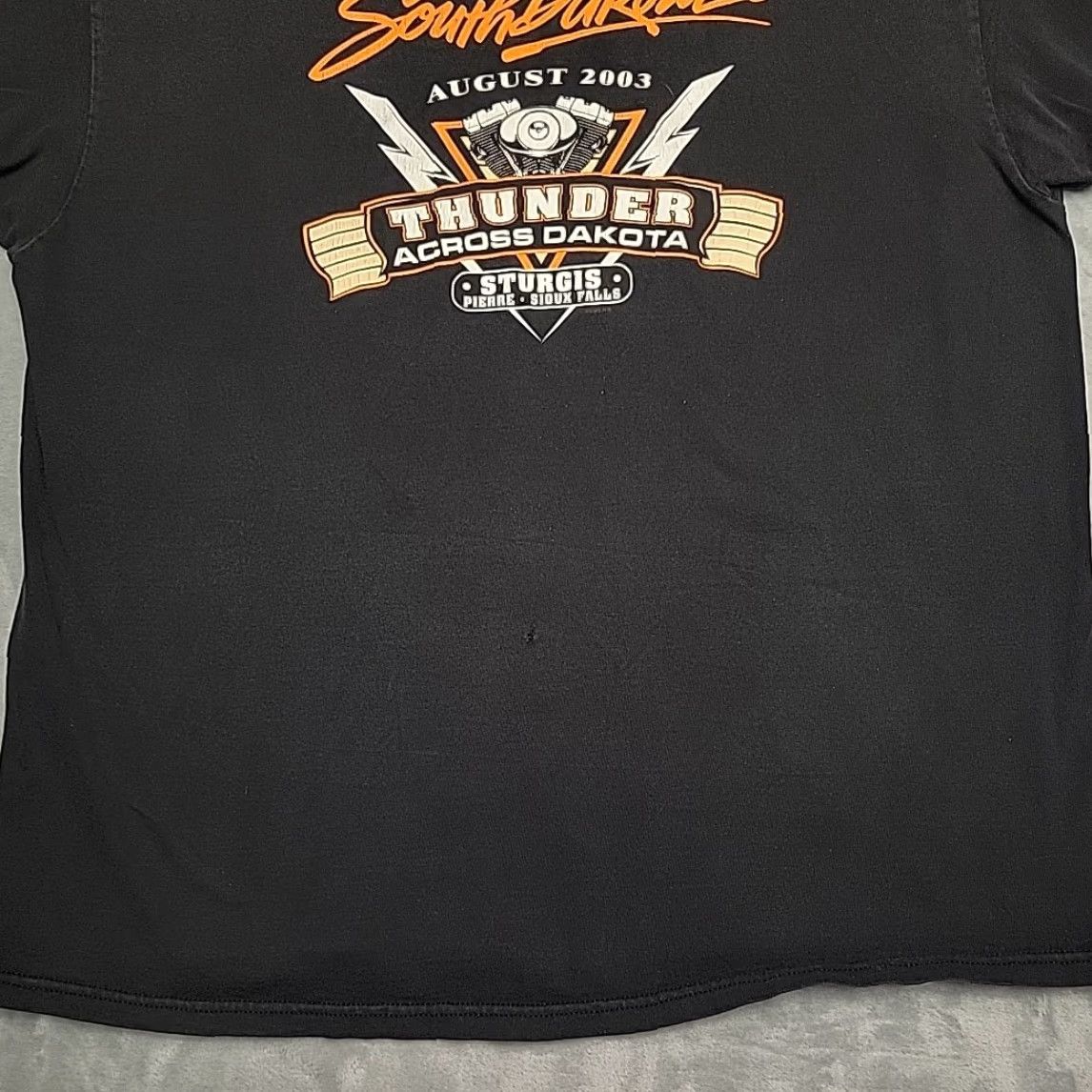 Harley Davidson VTG Harley-Davidson Shirt Mens 3XL Black Sturgis Thunder Dakota Made In The USA T-Shirt Graphic Print Crew Neck Short Sleeve Cotton Jersey Size US XXL / EU 58 / 5 - 2 Thumbnail