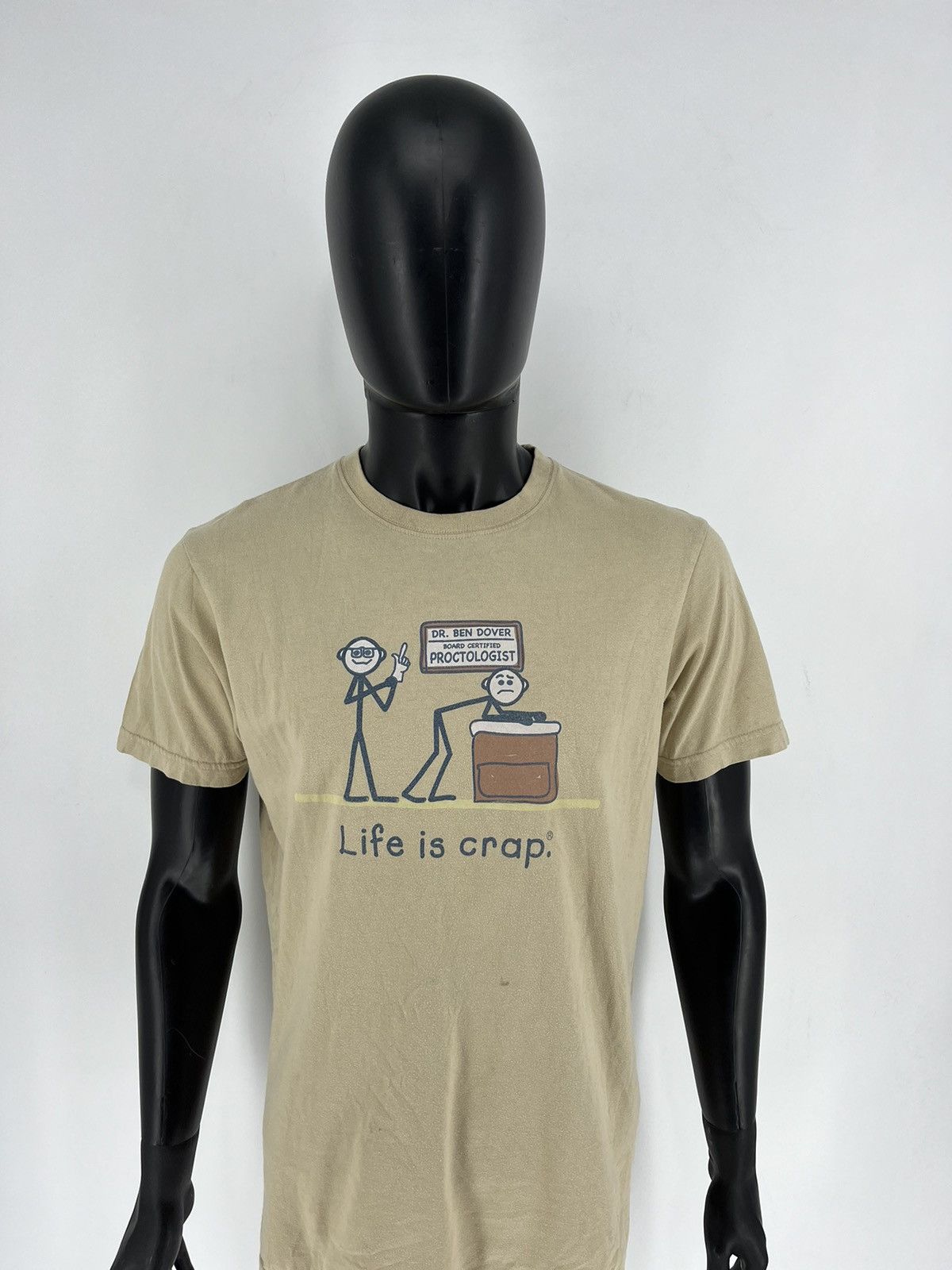 Vintage LIFE IS CRAP "DR. Ben Dover - Proctologist" Brown M T-shirt Size US M / EU 48-50 / 2 - 5 Thumbnail