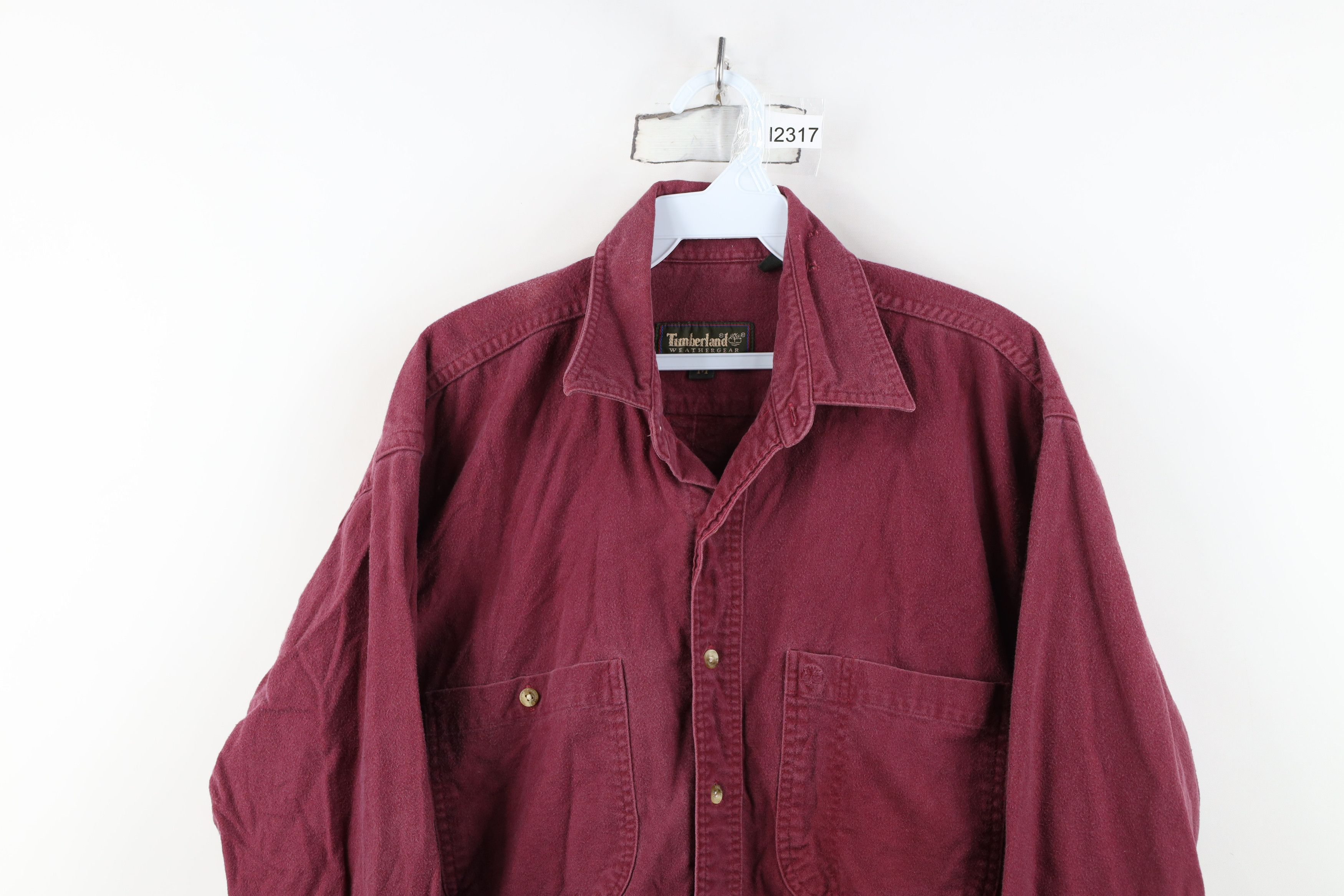Timberland Vintage 90s Timberland Chamois Cloth Button Shirt Red Size US M / EU 48-50 / 2 - 2 Thumbnail