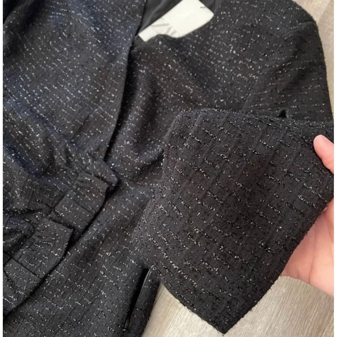 Zara ZARA BLOGGER FAVORITE TEXTURED WEAVE DRESS WITH RUFFLE Size M / US 6-8 / IT 42-44 - 8 Thumbnail
