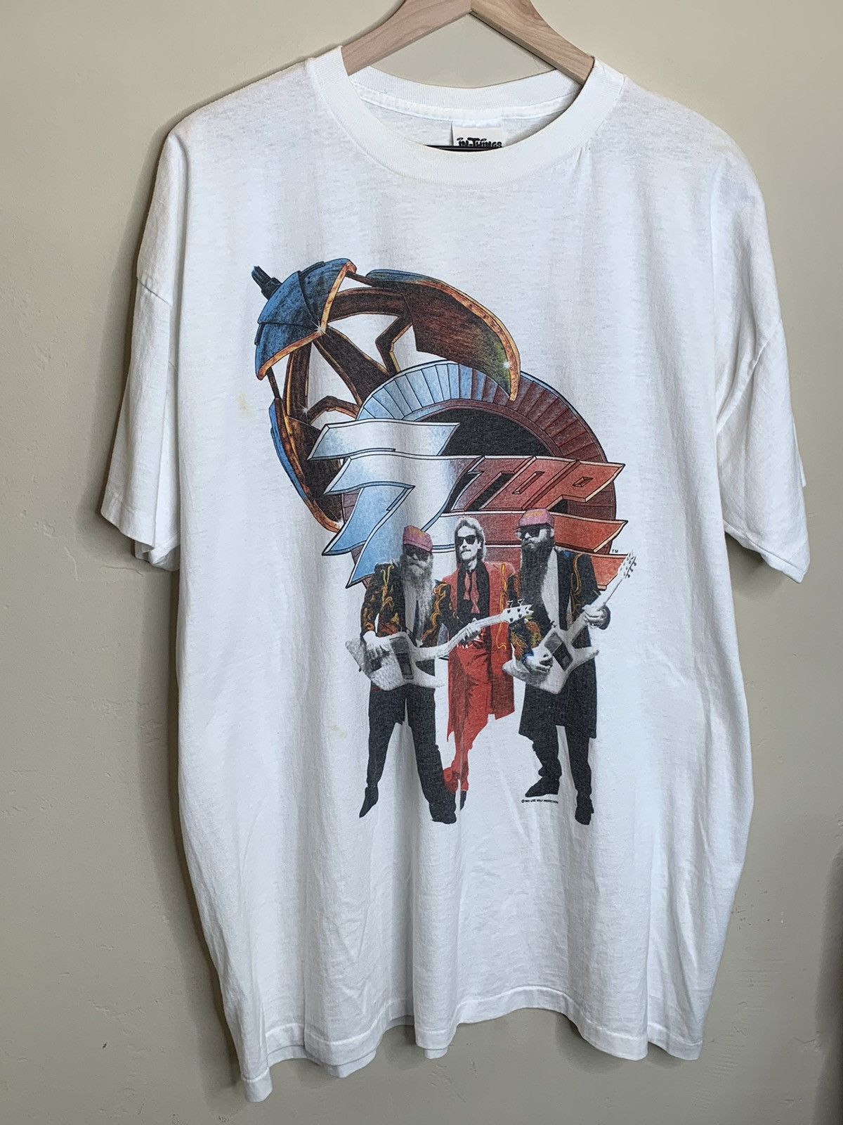 Image of Band Tees x Made In USA Vintage 1990 Zz Top Single Stitch Usa-Made Band Shirt in White (Size Small)