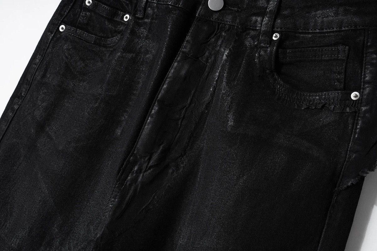 Japanese Brand Black Wax Coated Stacked Flared Denim Jeans Size US 32 / EU 48 - 7 Thumbnail