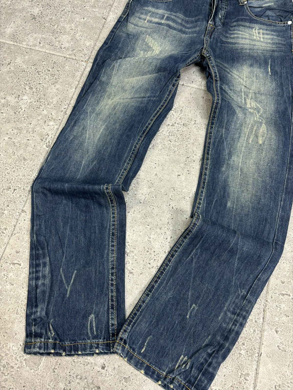Adidas × Diesel × Vintage RARE Faded Distressed Diesel Adidas Denim Wideleg Pants Size US 32 / EU 48 - 7 Thumbnail