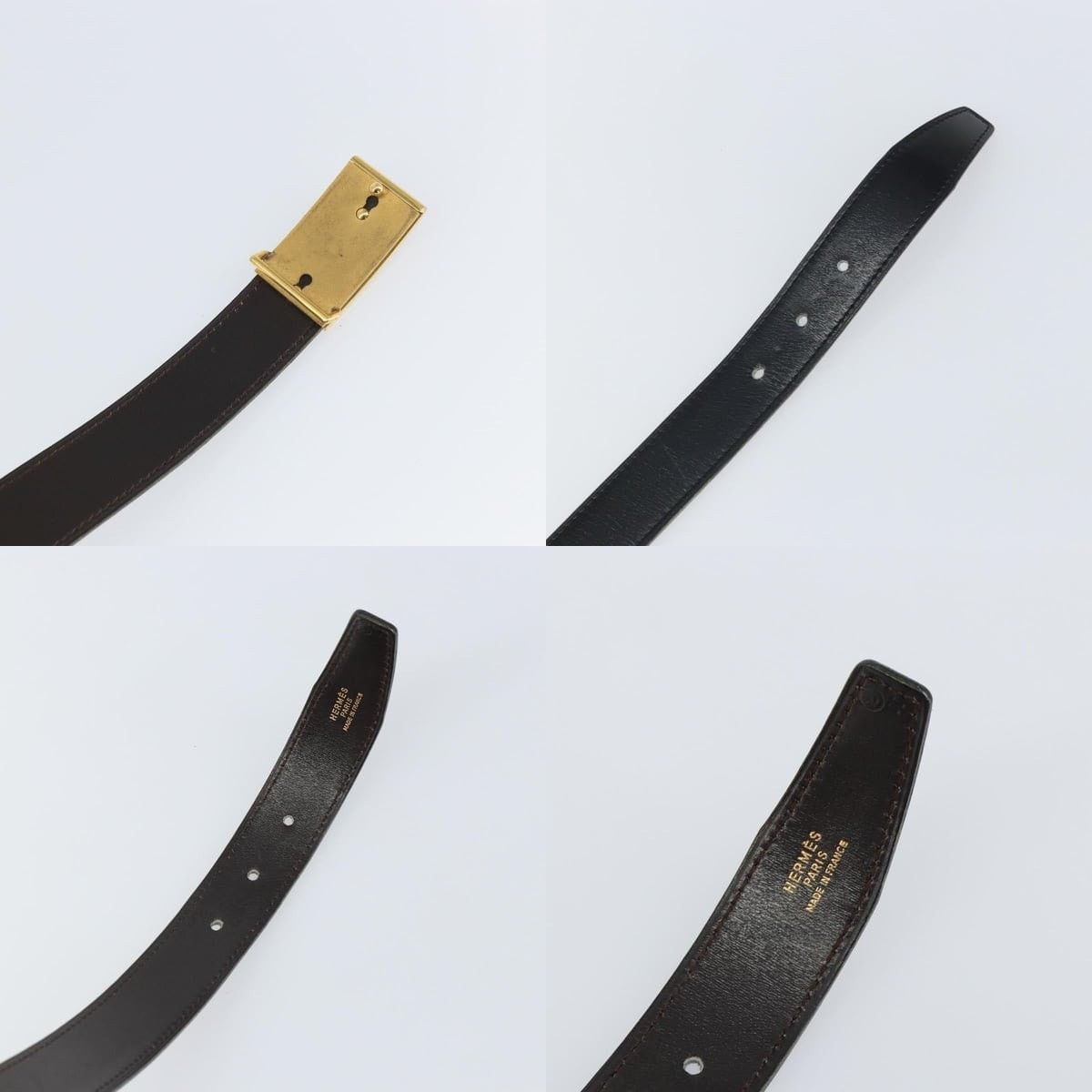 Hermes Hermes 24/32mm Black Gold Leather Belt Size ONE SIZE - 4 Thumbnail