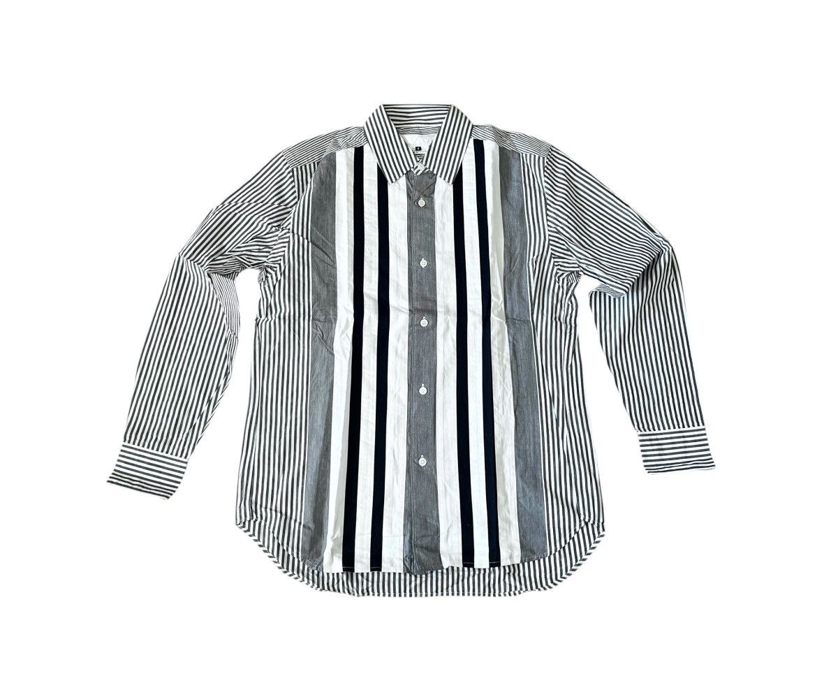 Ganryu Ganryu cdg AD2015 paneled multi striped button up shirt Size US S / EU 44-46 / 1 - 1 Thumbnail