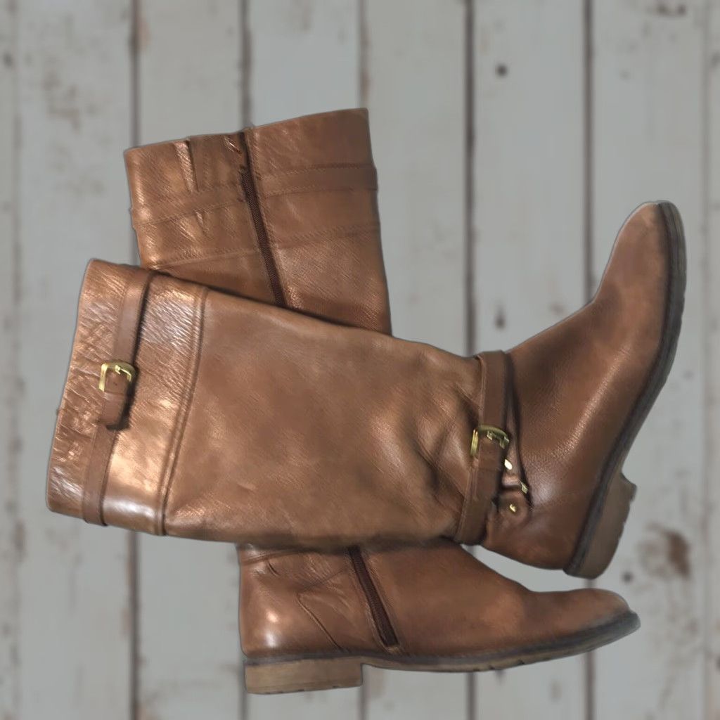 Vintage VINTAGE Montana Leather Knee High Riding Boots Women Size 7.5M Fall Winter Bohemian Equestrian Leather Size US 8 / IT 38 - 1 Thumbnail