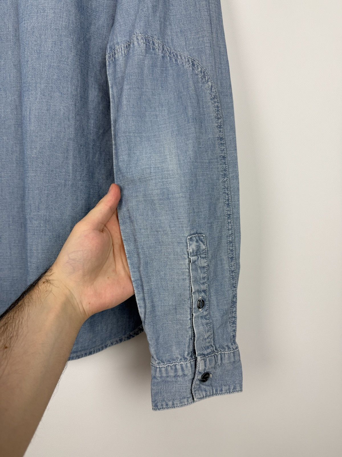 Lee Lee 101 Light Blue Chambray Button Down Crew Shirt M Size US M / EU 48-50 / 2 - 9 Thumbnail