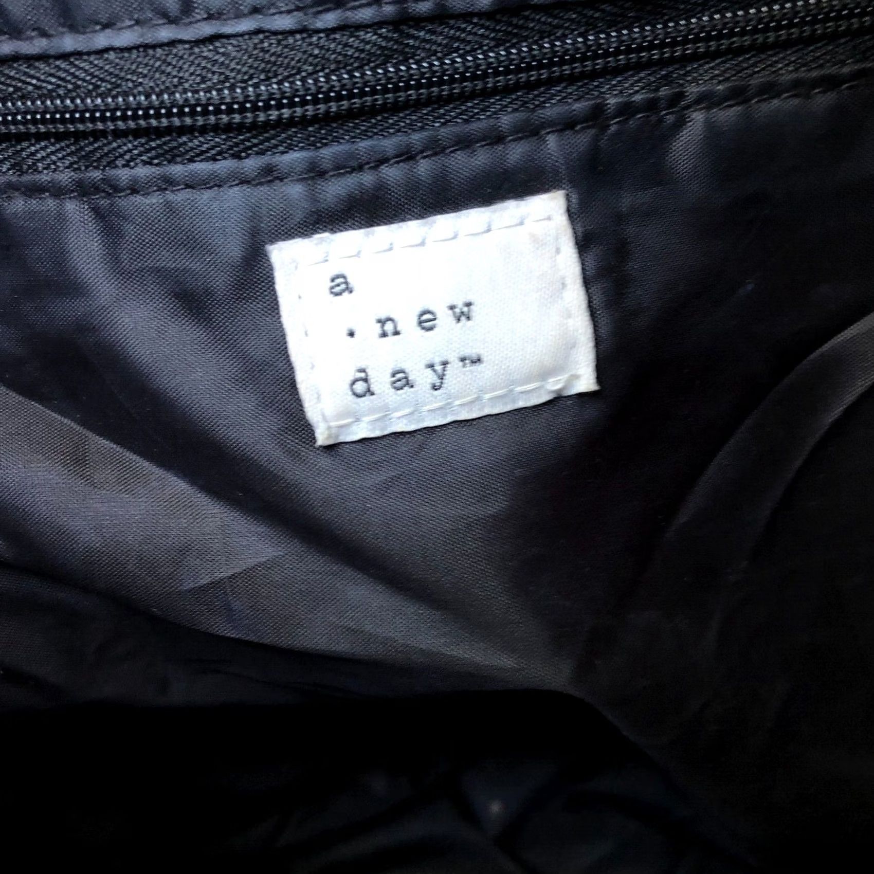Vintage A NEW DAY Shoulder Bag Nylon Black Large Purse Zipper Hand Bag Sack Bag Womens Size ONE SIZE - 3 Thumbnail