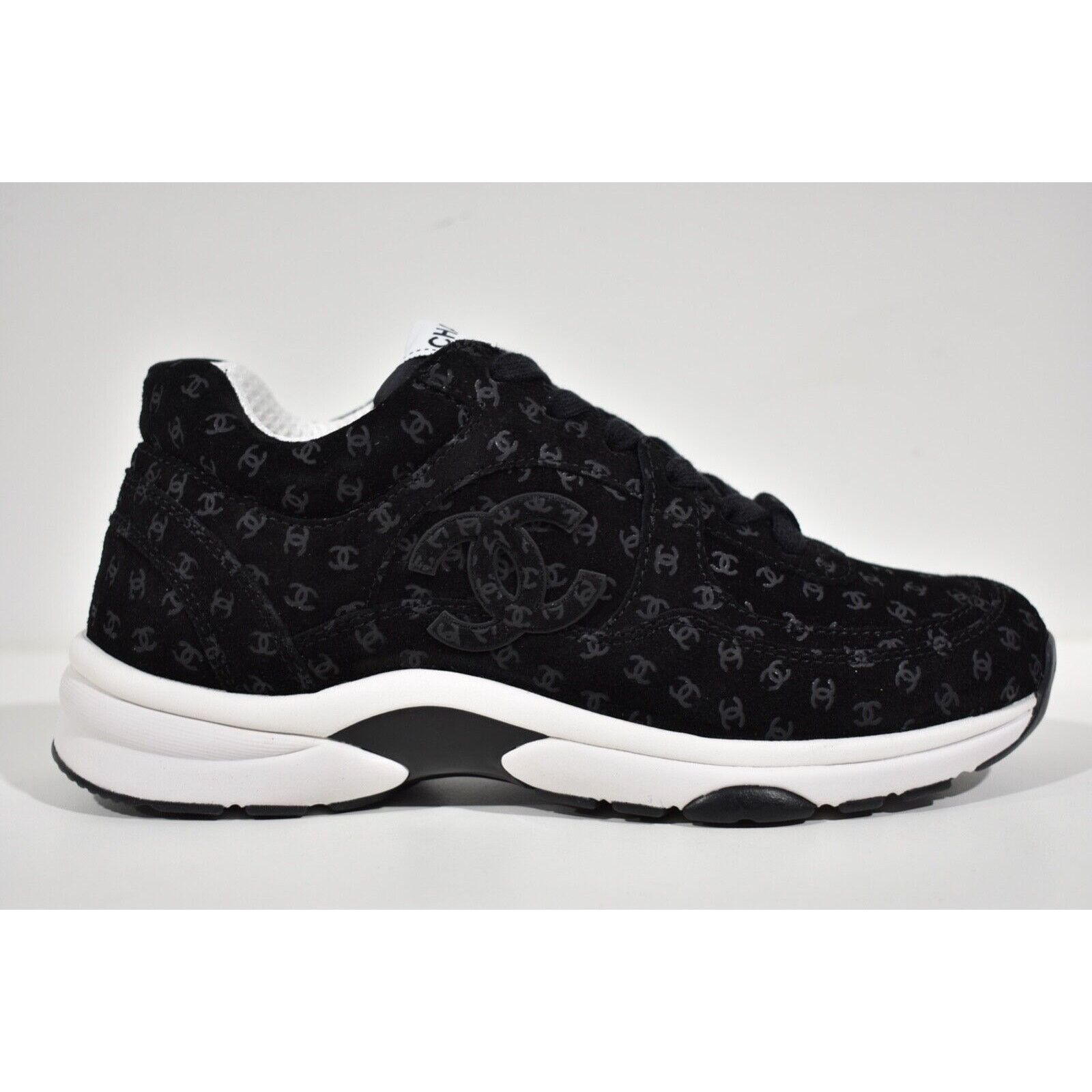 22A Printed CC Logo White Flat Runner Trainer Sneaker 36