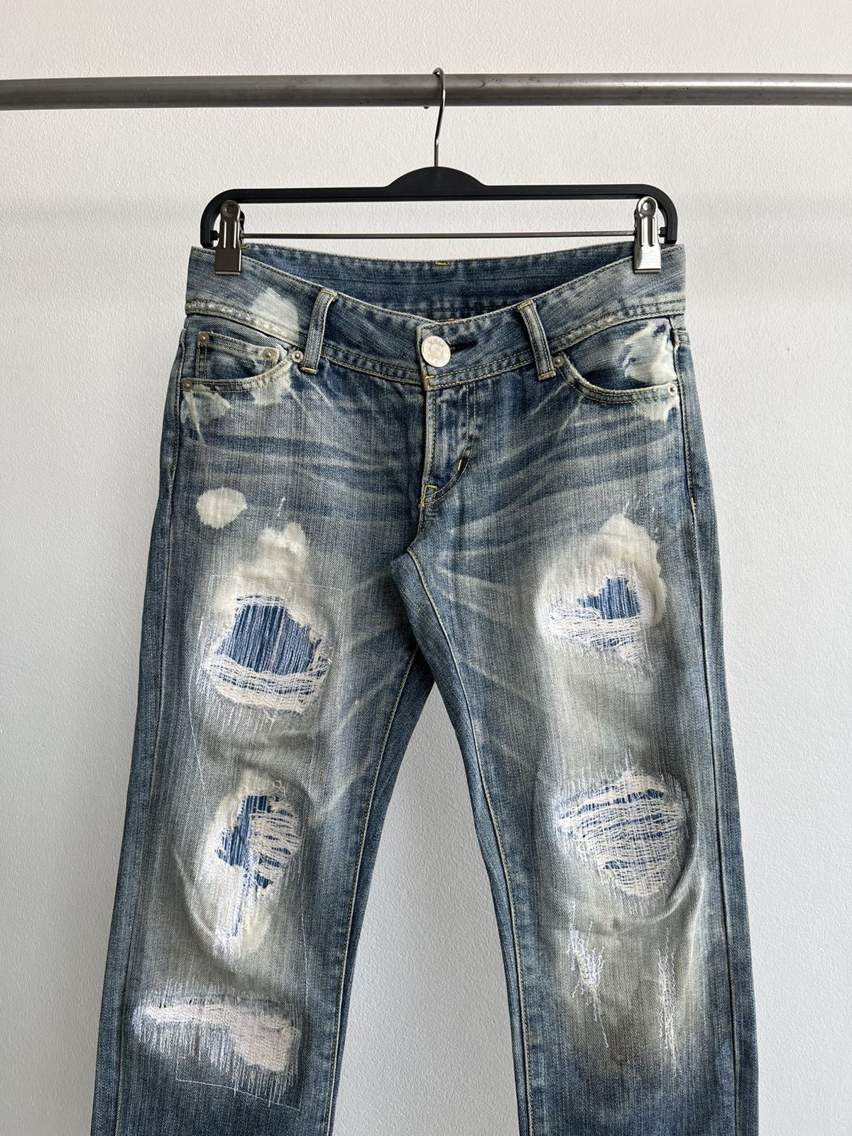 Vintage Thrashed Duras Repair Denim Pants like Number(n)ine Size US 30 / EU 46 - 2 Thumbnail