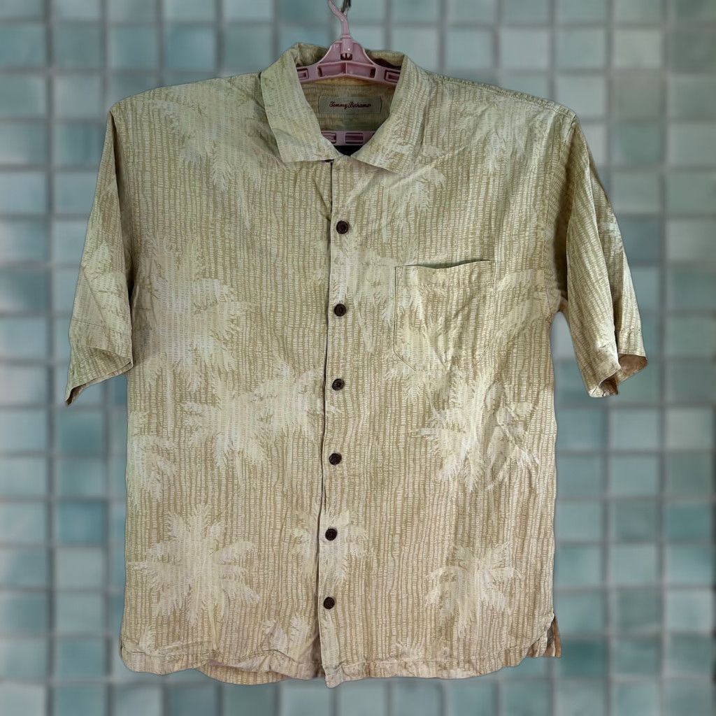 Tommy Bahama Tommy Bahama Shirt Adult Large Beige Silk Floral Button-Up Short Sleeve Hawaiian Mens Size US L / EU 52-54 / 3 - 1 Thumbnail