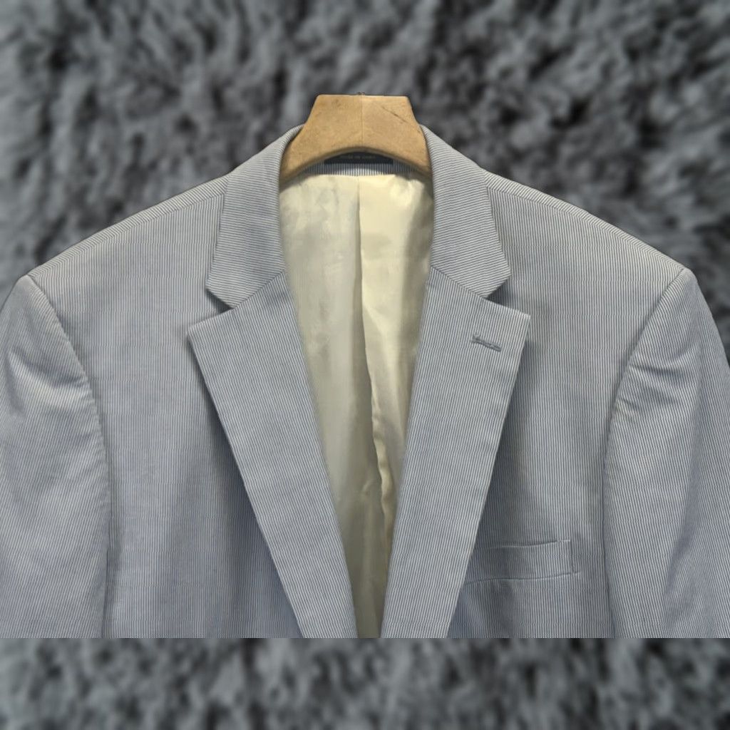 Charter Club Charter Club Blazer Sport Coat Men’s 44L Blue White Seersucker Preppy Yacht Size 44R - 1 Thumbnail