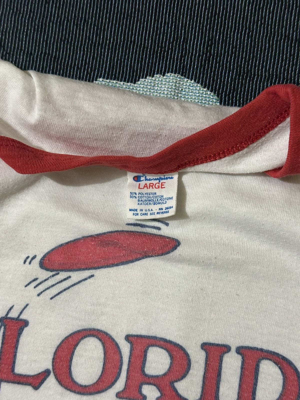 Champion Vintage 70s Snoopy Champion Ringer Tee (FLORIDA) Size US S / EU 44-46 / 1 - 6 Thumbnail