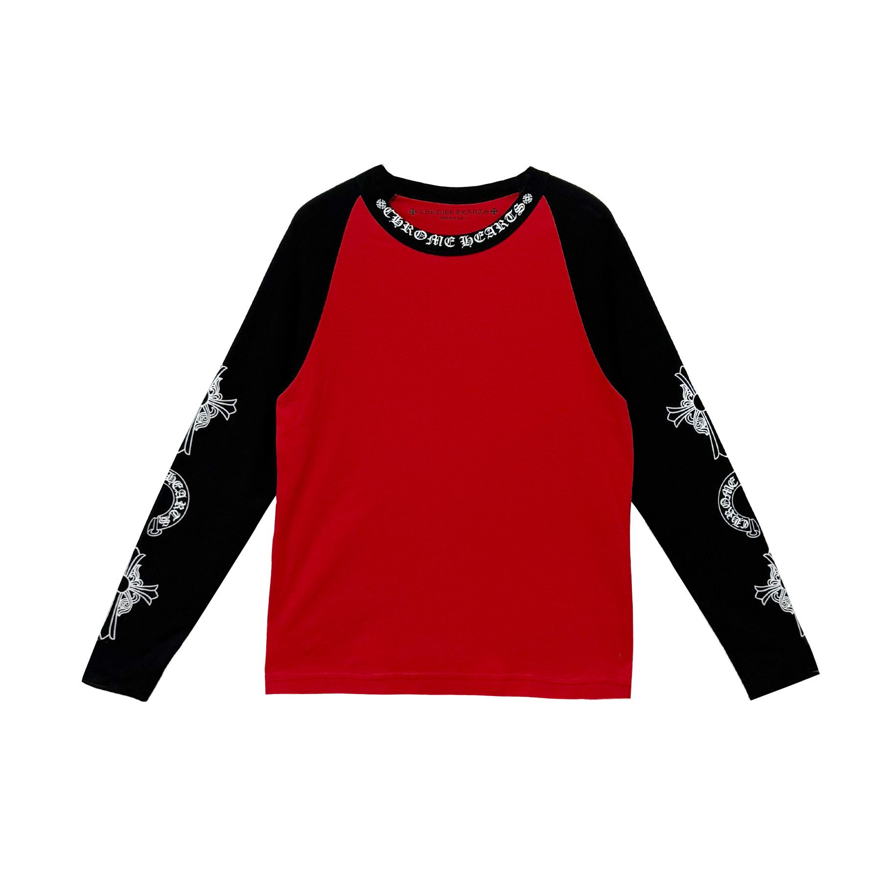 Chrome Hearts Red&Black Neck Logo Long Sleeve T-Shirt Tee