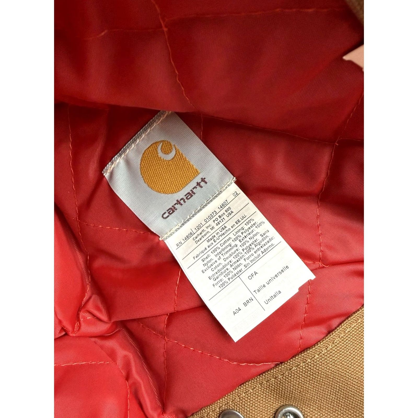 Carhartt VINTAGE Carhartt Hood Shirt 6QLH Brown Snap On Red Quilt Lined with Face Guard One Size Mens Size US M / EU 48-50 / 2 - 5 Thumbnail