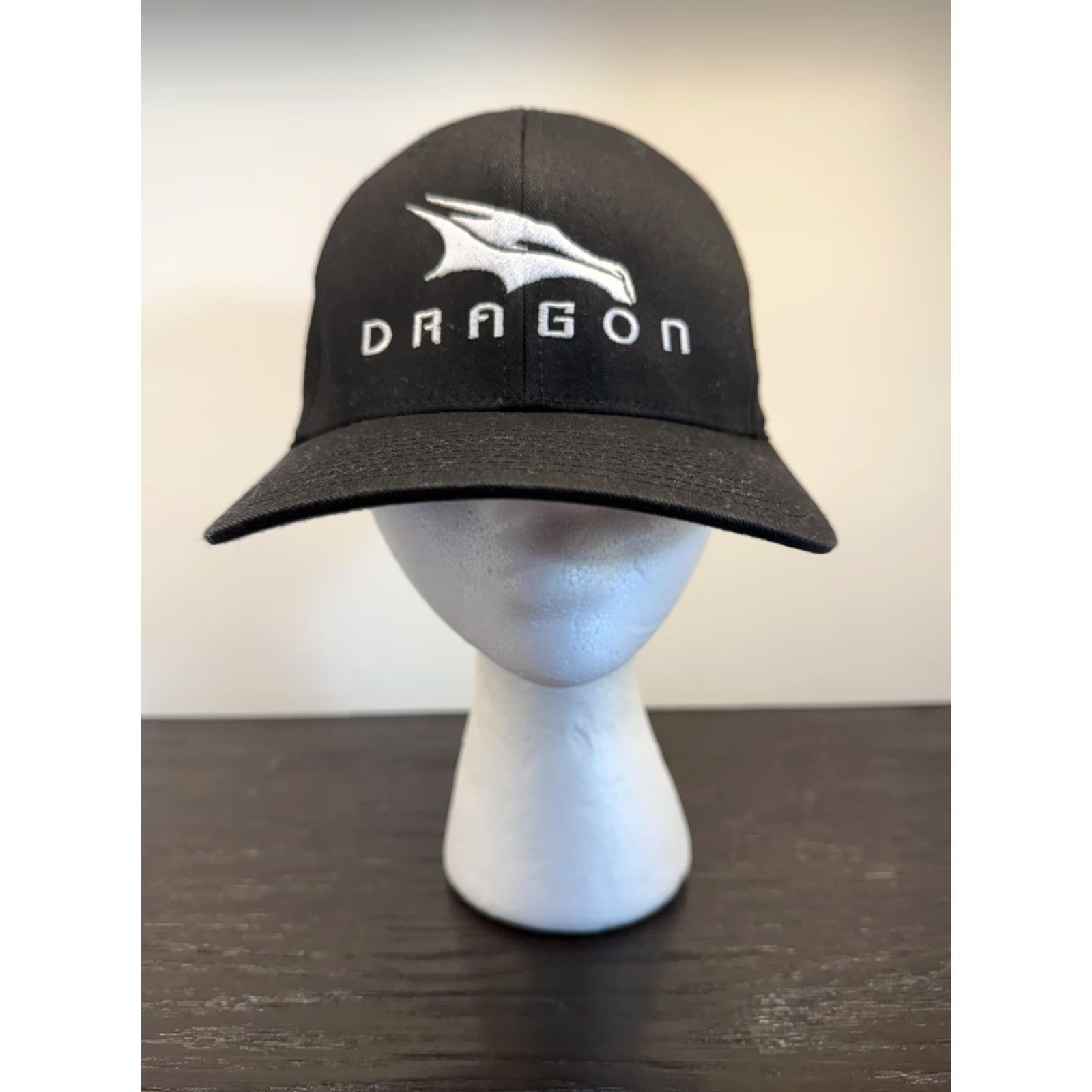 Vintage SpaceX Dragon Hat Cap Fitted Mens Small Medium Black Flexfit Embroidered Size ONE SIZE - 2 Thumbnail