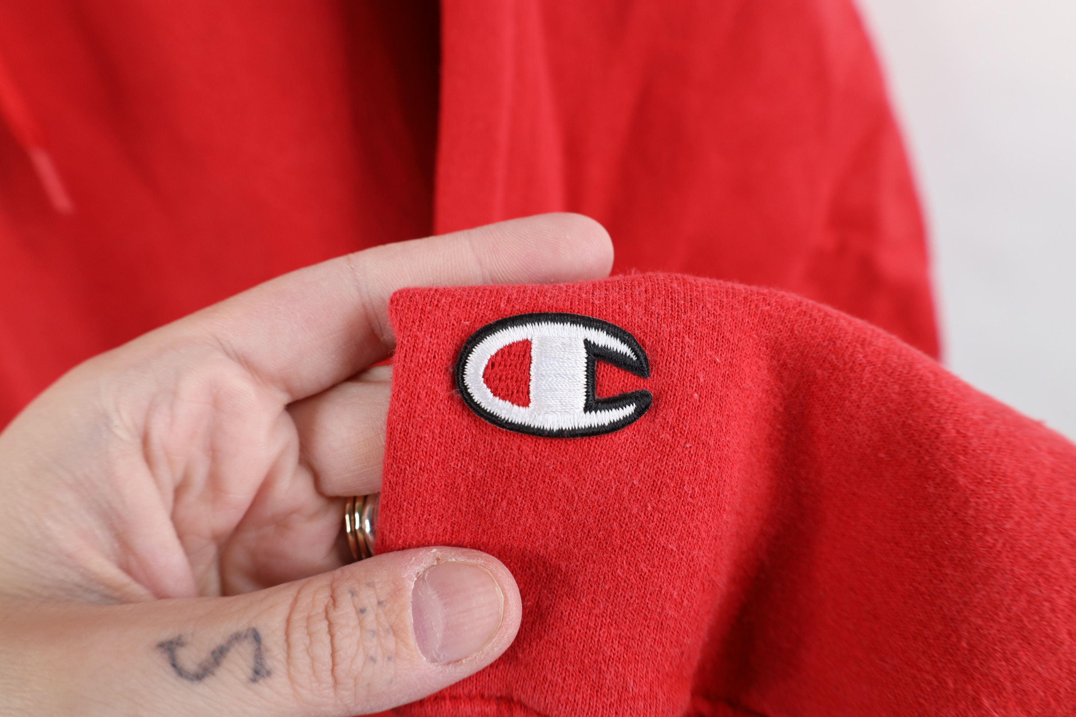 Champion Vintage Champion Baggy Oversized Hoodie Sweatshirt Red Size US XL / EU 56 / 4 - 4 Thumbnail