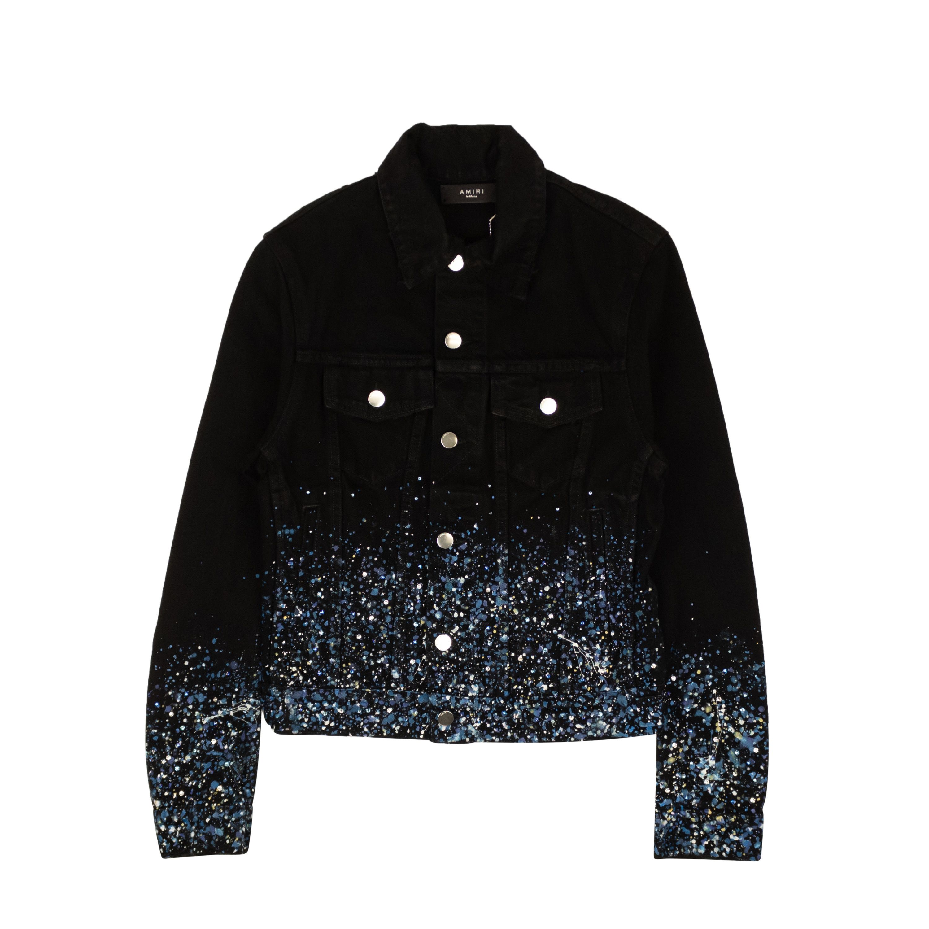 image of Amiri Black Black Crystal Painter Trucker Jacket Size S, Men's