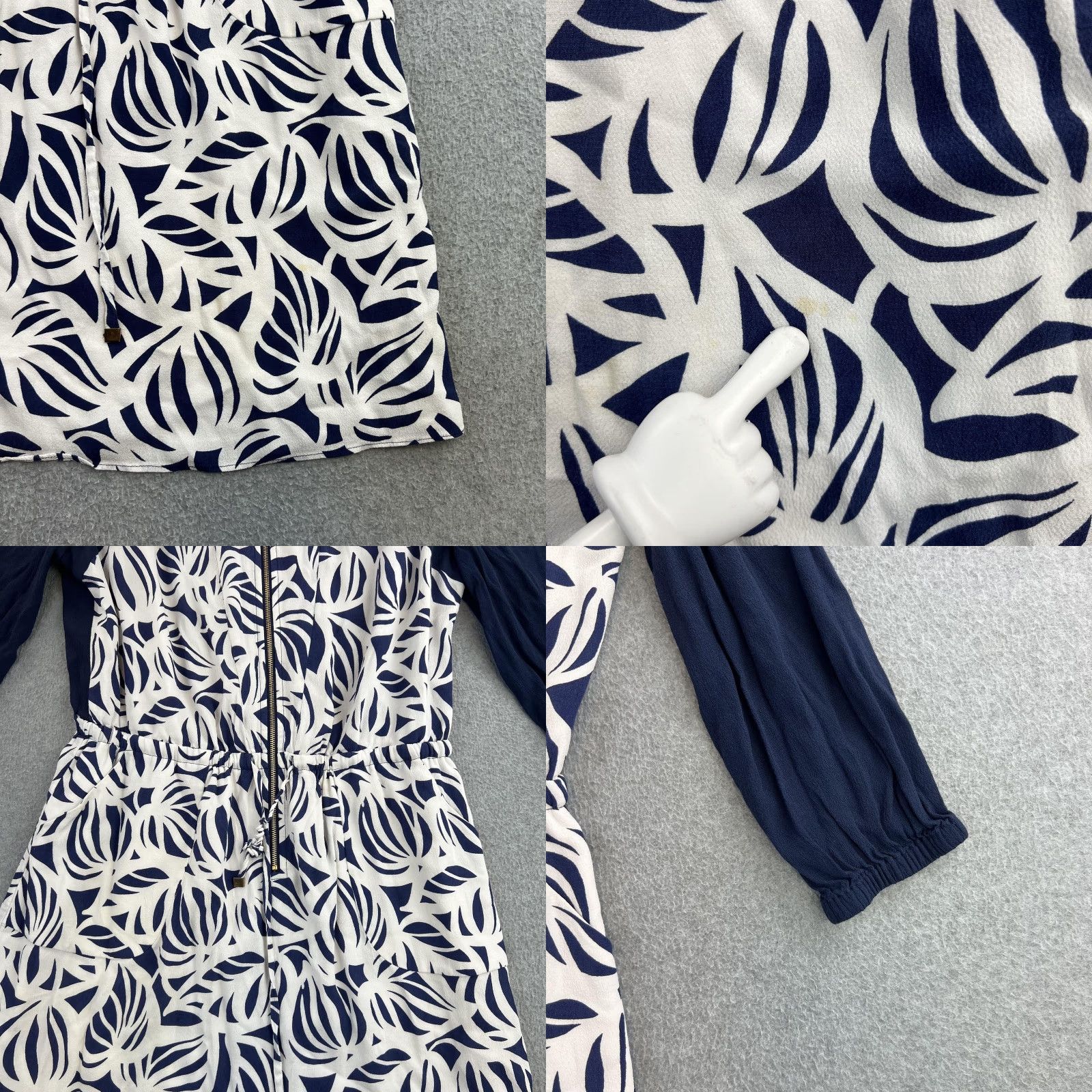 Lilly Pulitzer Lilly Pulitzer Dress Womens 10 Blue White Tropical A-Line Zip Front 3/4 Sleeve Size L / US 10 / IT 46 - 8 Thumbnail