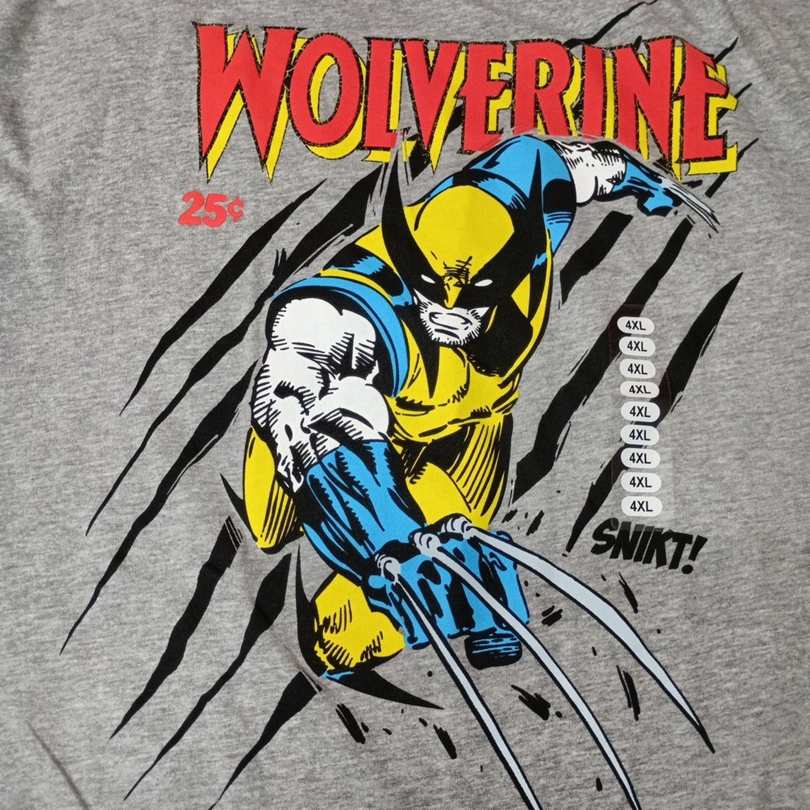 Marvel Comics Wolverine Men's T-Shirt Size 4XL Gray Short Sleeve NEW Size US XXL / EU 58 / 5 - 2 Thumbnail