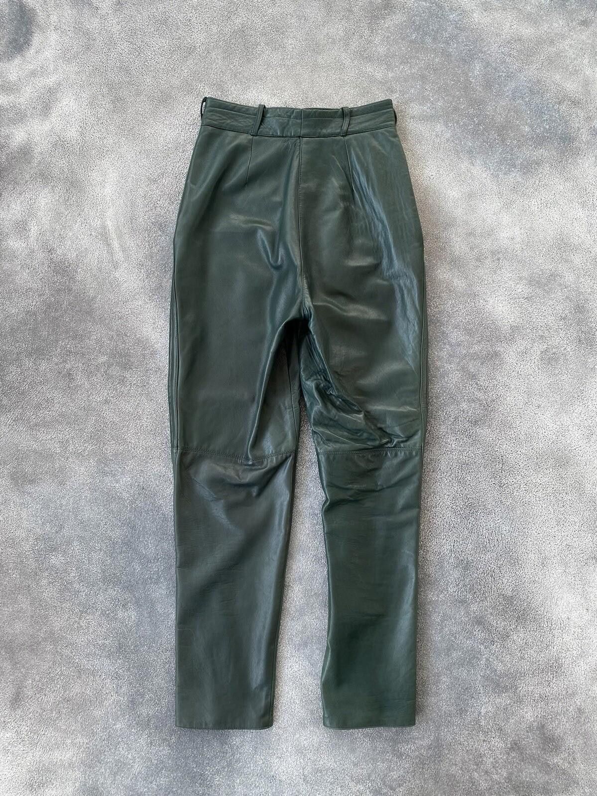 Versace 1970’s Gianni Versace Biker Leather Pants Vintage Women Size 32" / US 10 / IT 46 - 7 Thumbnail