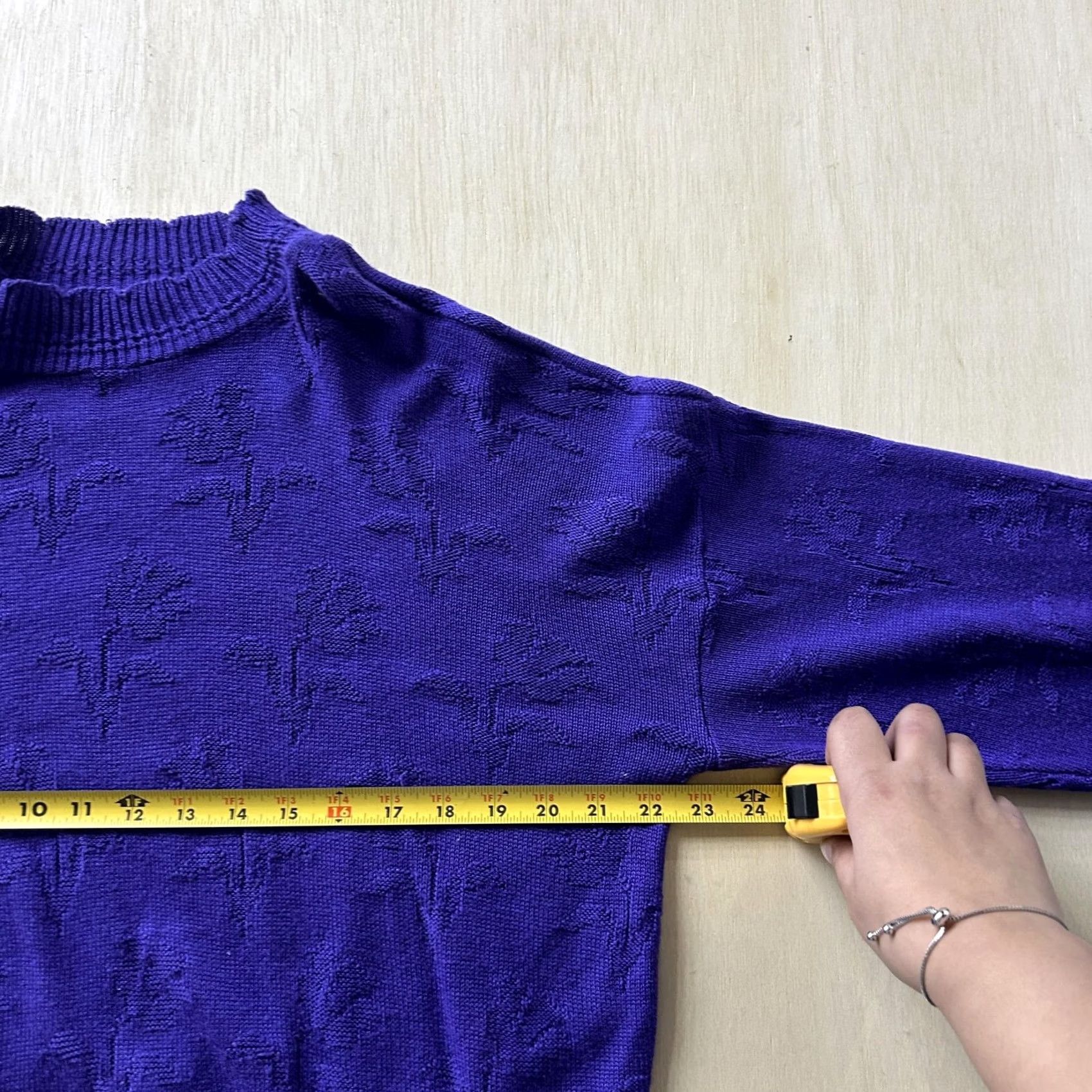 Vintage Vintage Kenneth Too! Sweater Womens Large Purple Mock Neck Floral Knit Pullover Size L / US 10 / IT 46 - 4 Thumbnail