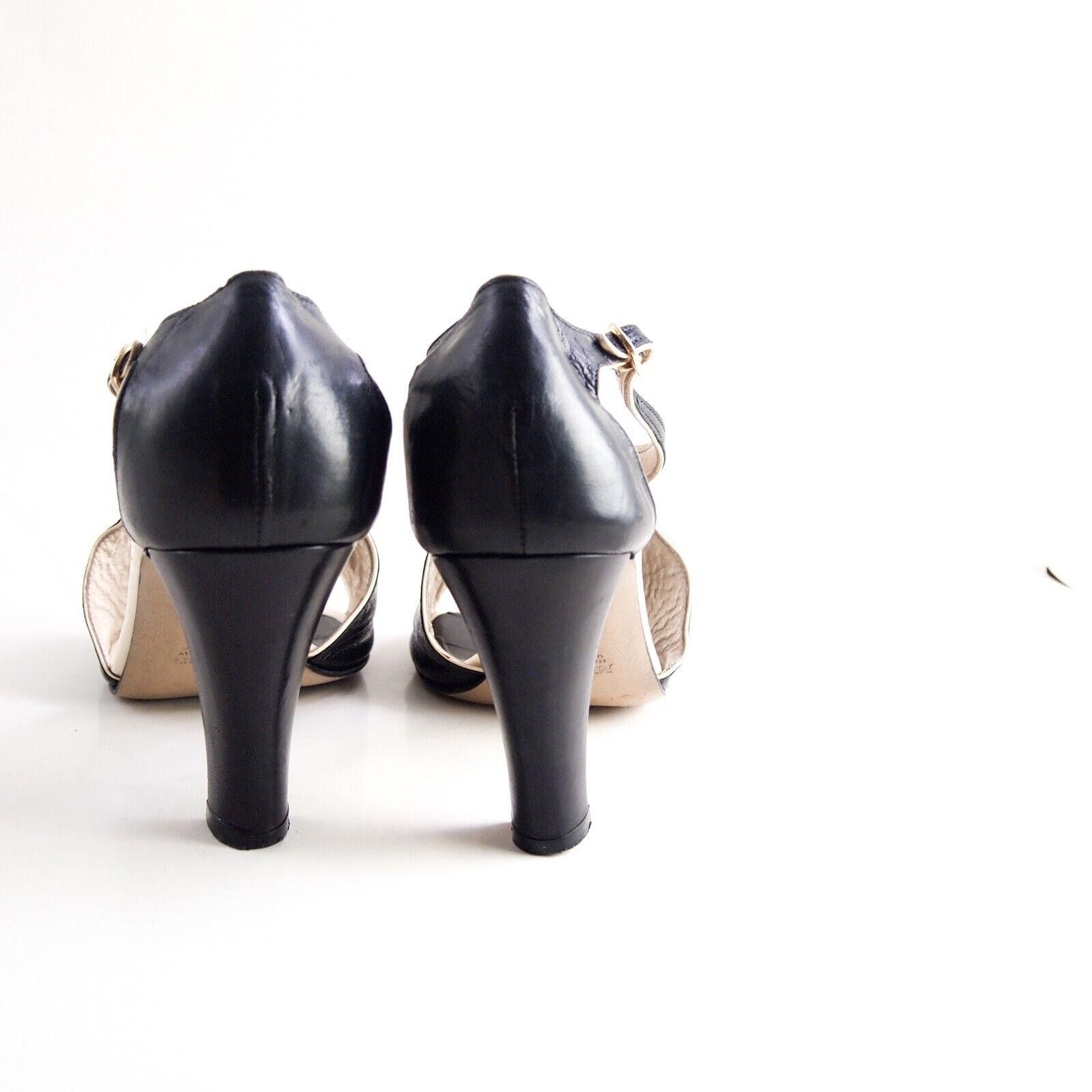Designer Max Mara Slingback Sandals Black Leather EU 37 US 7 Size US 7 / IT 37 - 6 Thumbnail