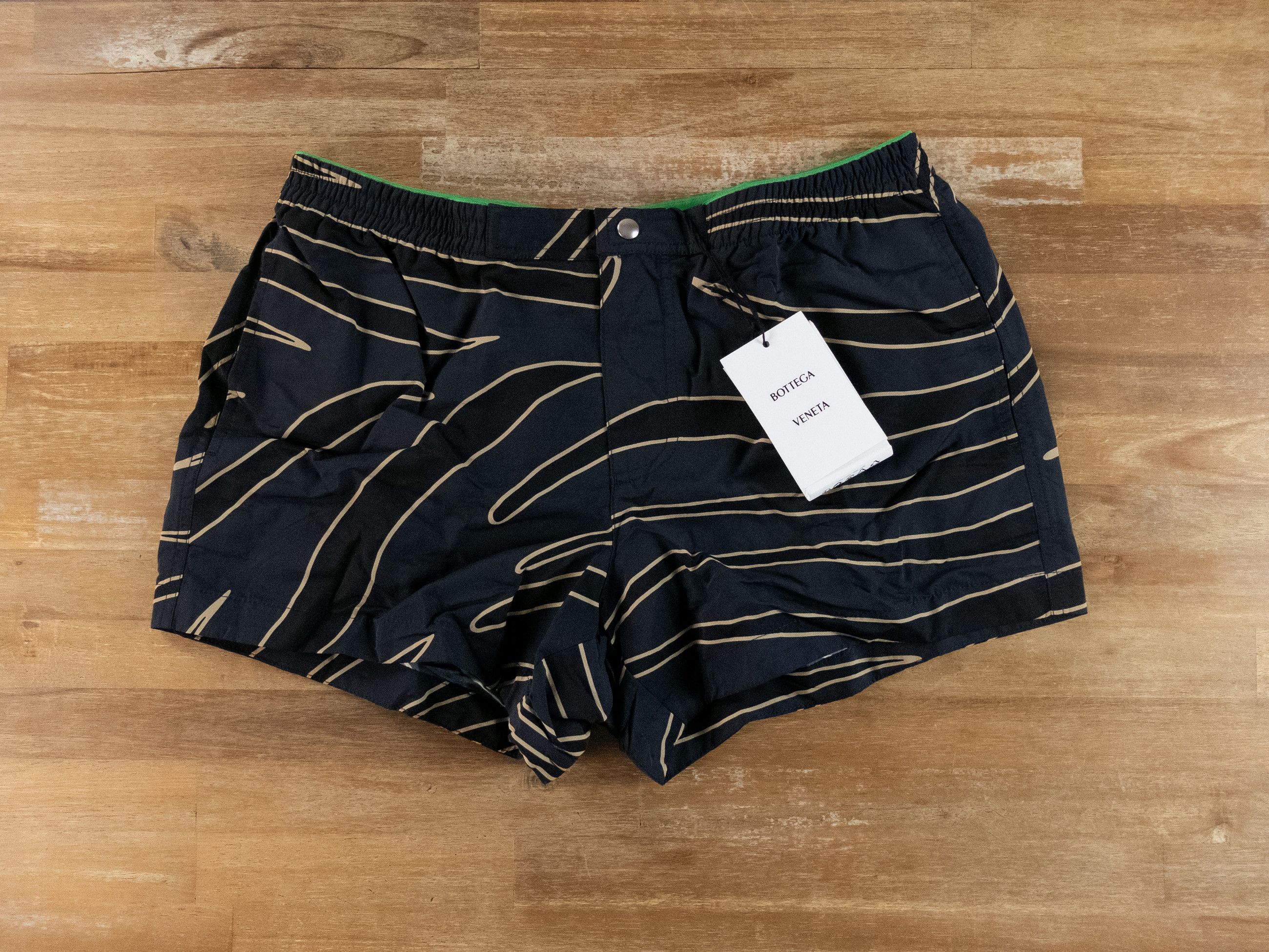 BOTTEGA VENETA black animal print nylon swim shorts Large q