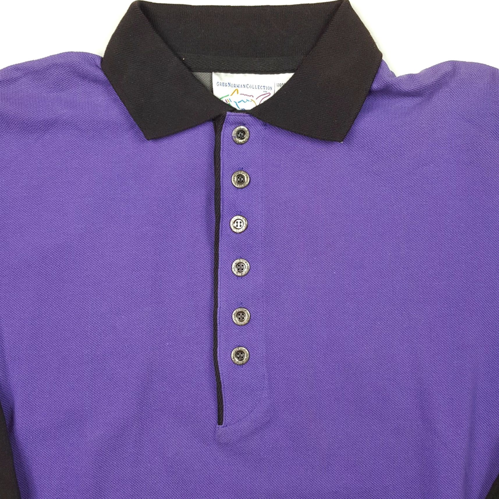 Reebok VINTAGE Greg Norman Reebok Polo Shirt Golf Nature 90s Long Sleeve XS/S Mens Purple Leaf Polo Shirt Size US XS / EU 42 / 0 - 3 Thumbnail