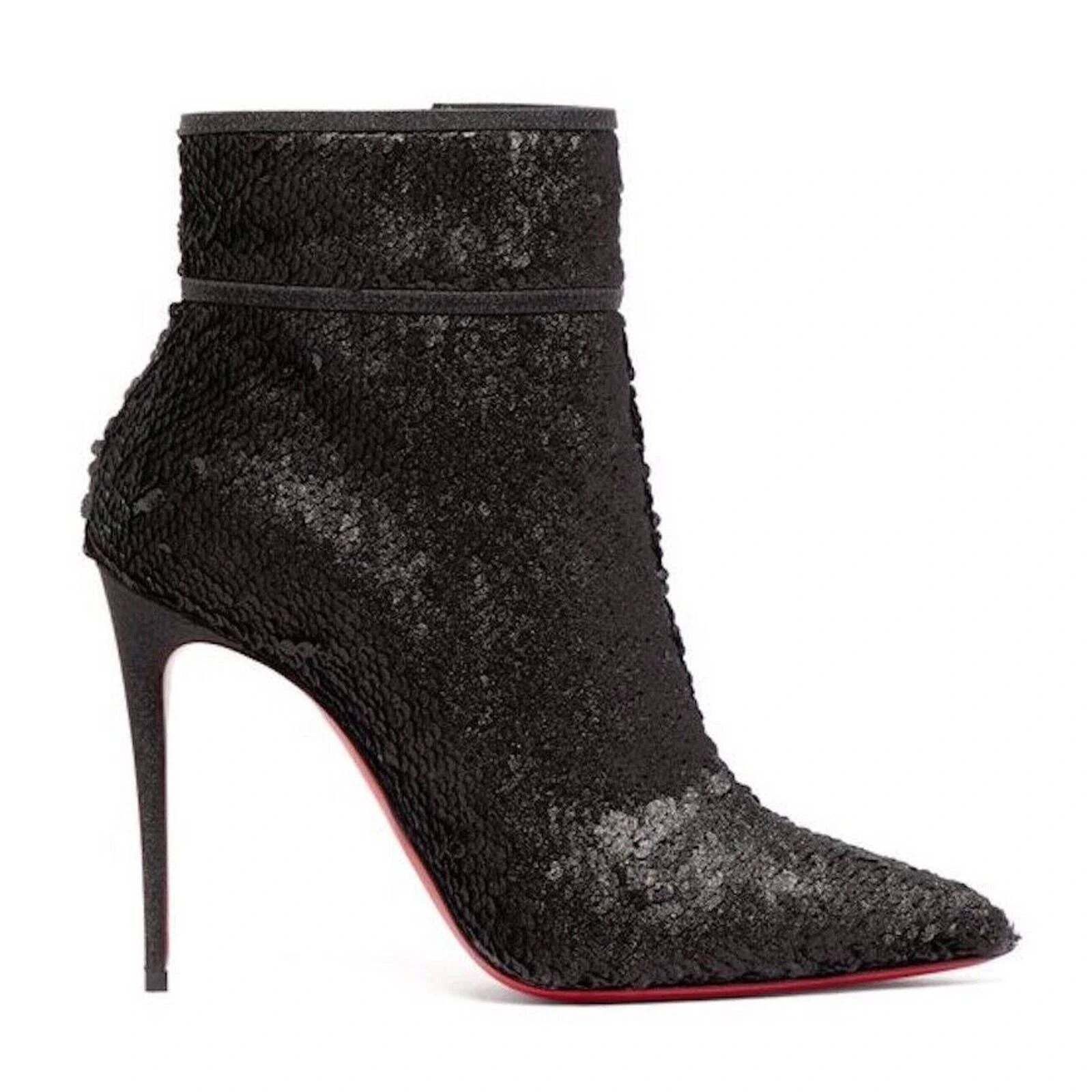 Christian Louboutin Christian Louboutin Moulakate 100 Black Sequin Glitter Heel Size US 5.5 / IT 35.5 - 1 Thumbnail