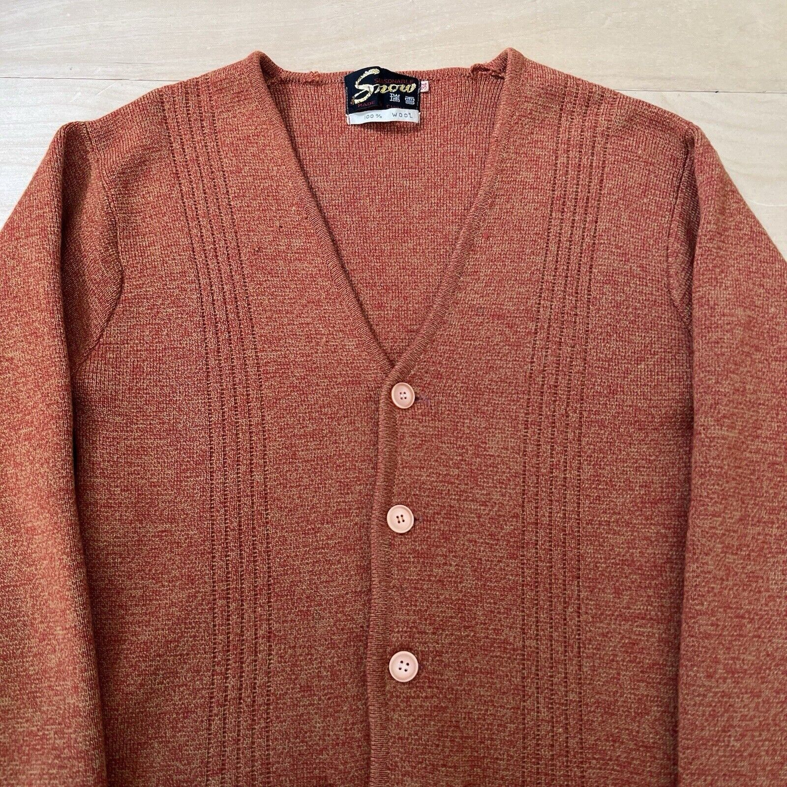 Vintage Vintage Snow Cardigan 34 Orange Wool Sweater 60s Size S / US 4 / IT 40 - 3 Thumbnail