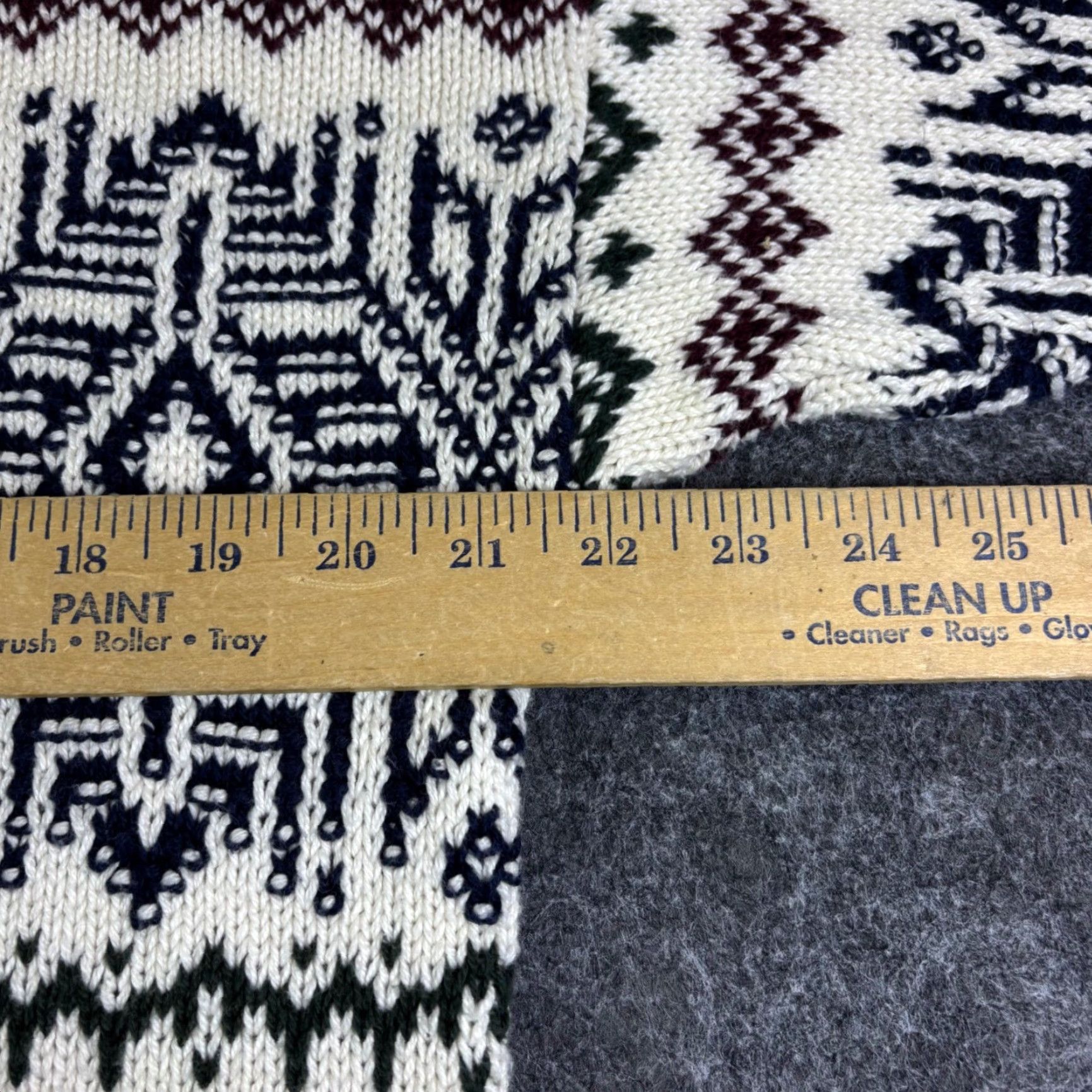 Harmony VINTAGE Lake Harmony Rowing Club Fair Isle Sweater Cream Navy Green Burgundy Size Large Men Crew Neck Knit Sweat er Pullover Winter Fall Size US L / EU 52-54 / 3 - 3 Thumbnail