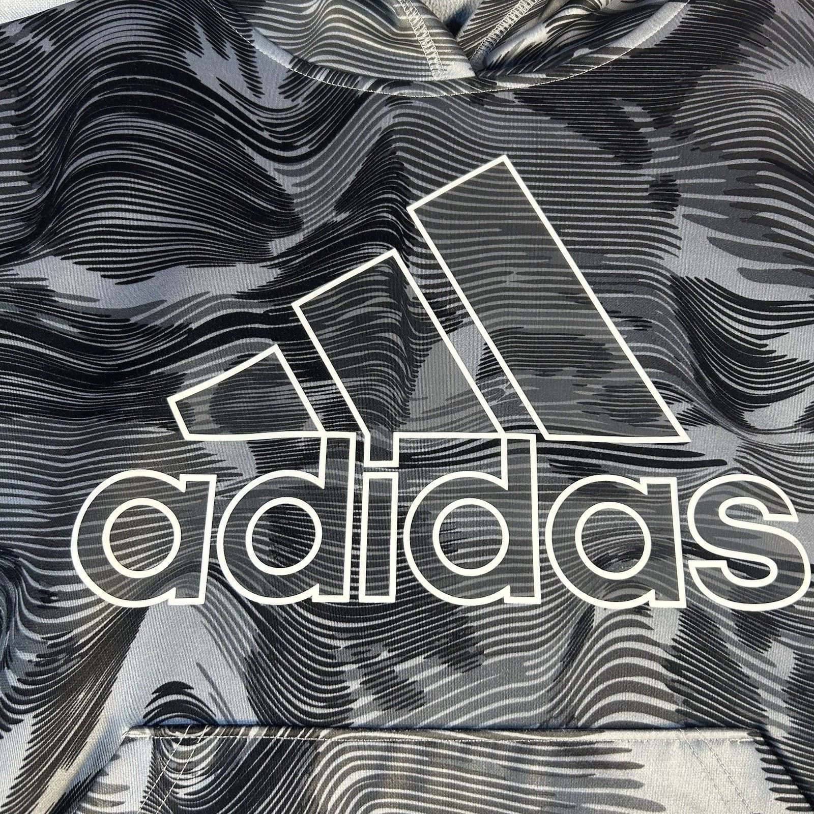 Adidas ADIDAS Size L (14/16) Boys Gray/Black Pocket Fleece Hoodie Size US XS / EU 42 / 0 - 2 Thumbnail