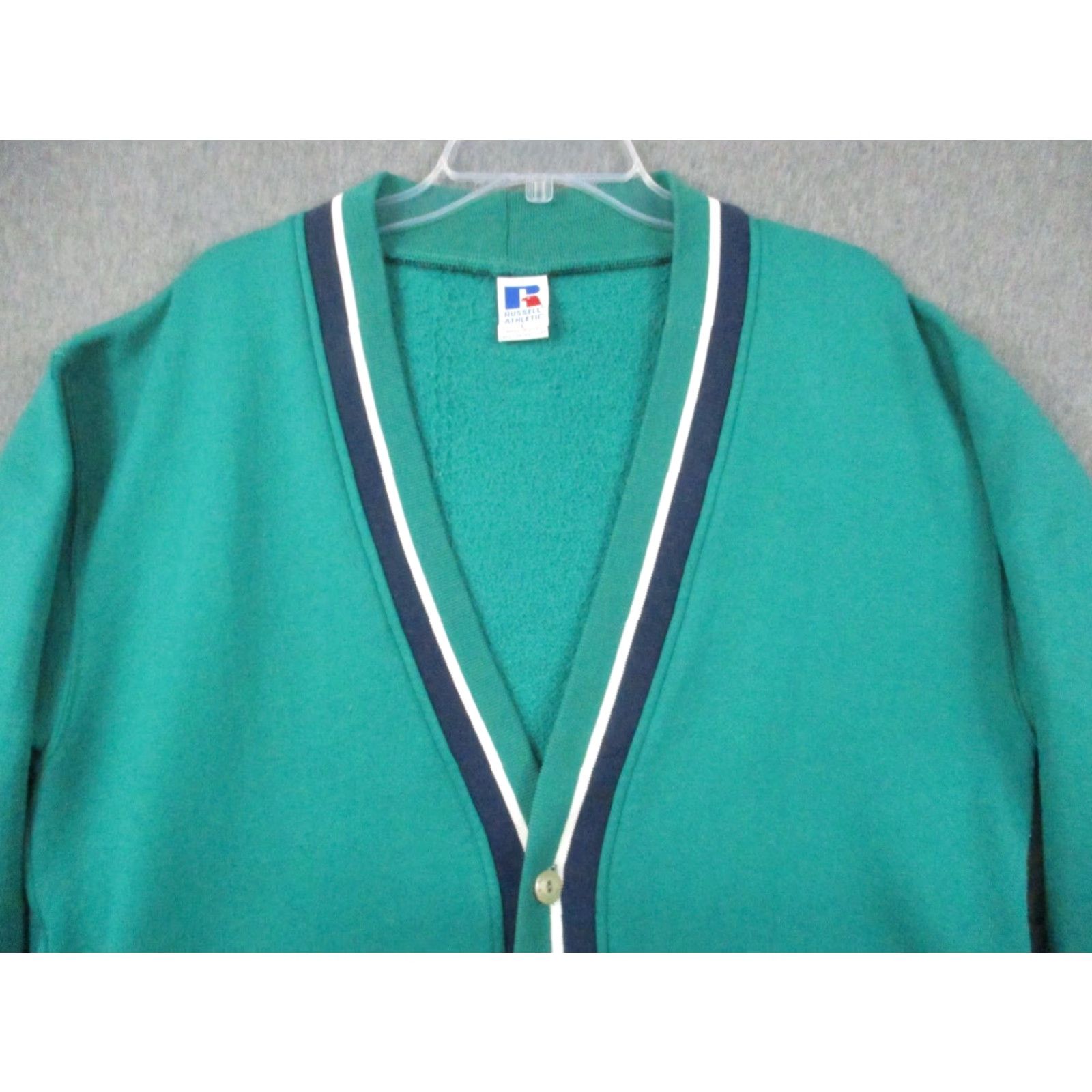 Russell Athletic VINTAGE Russell Athletic Large Green 1990s Made in USA Blank Cardigan Mens L Green 1990s Cardigan Russell Athletic Blank Cardigan Size US L / EU 52-54 / 3 - 5 Thumbnail