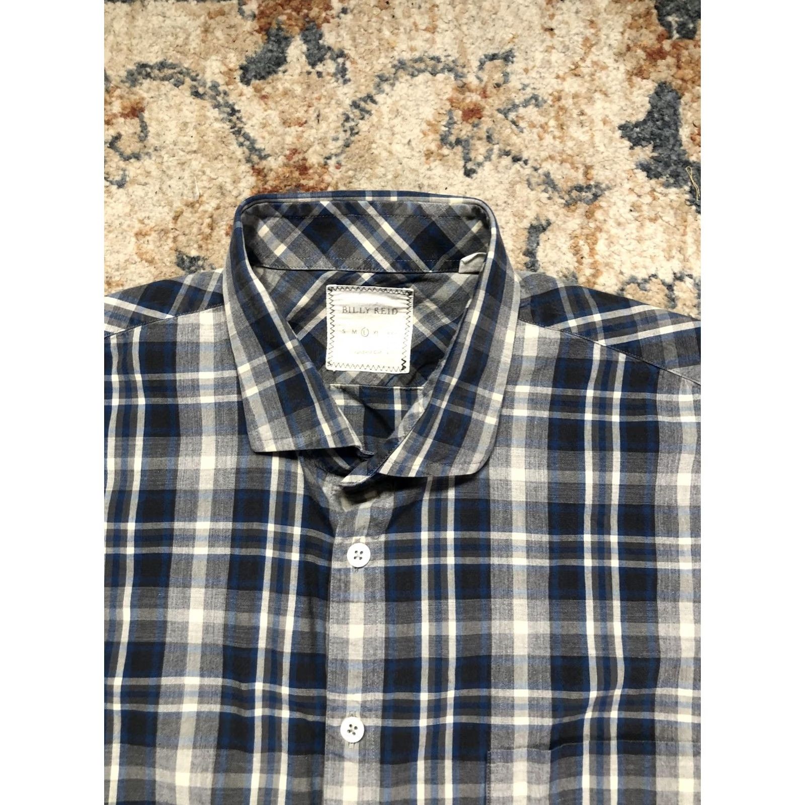 Billy Reid Billy Reid Mens Large Blue Plaid Shirt Long Sleeve Button-Up Casual Regular Fit Cotton Size US L / EU 52-54 / 3 - 2 Thumbnail