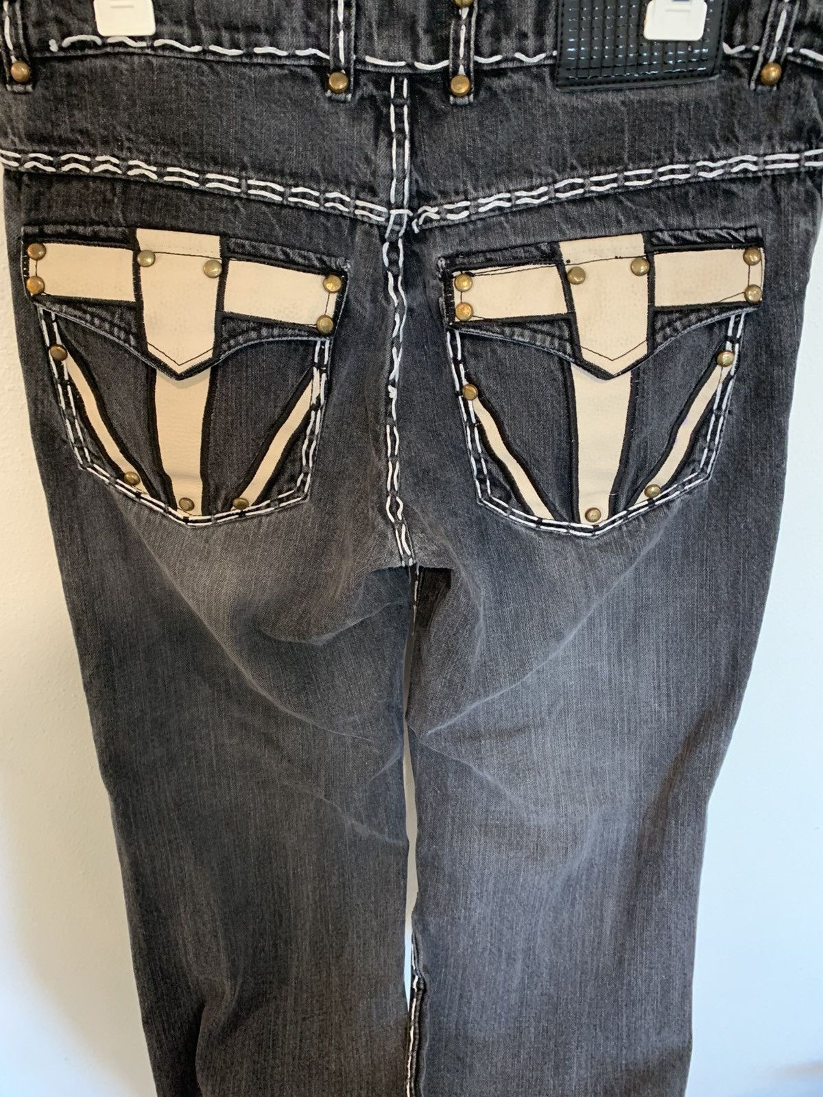 Japanese Brand Vintage Xotix leather detailed baggy jeans Size US 34 / EU 50 - 3 Thumbnail