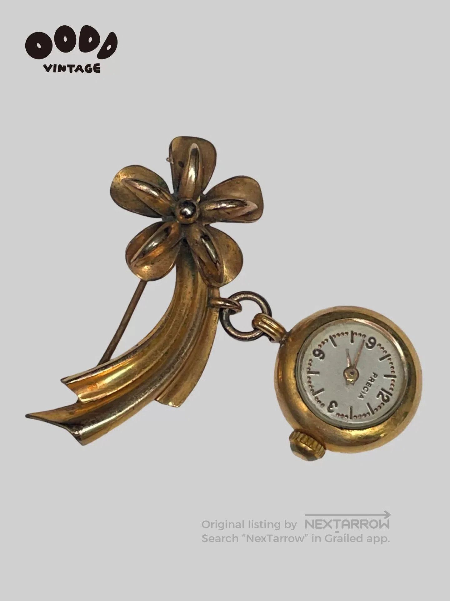 Japanese Brand Vintage Precia Floral Watch Brooch. Size ONE SIZE - 4 Thumbnail