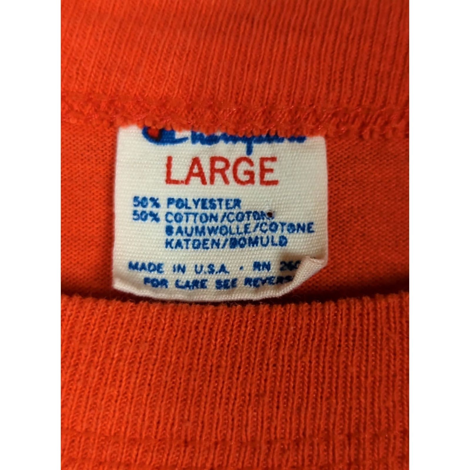 Champion VINTAGE Champion Cleveland Browns T-Shirt Mens L Bernie Kosar 80s NFL Orange Crew Neck Short Sleeve Graphic Print Cotton Blend Jersey Size US L / EU 52-54 / 3 - 4 Thumbnail