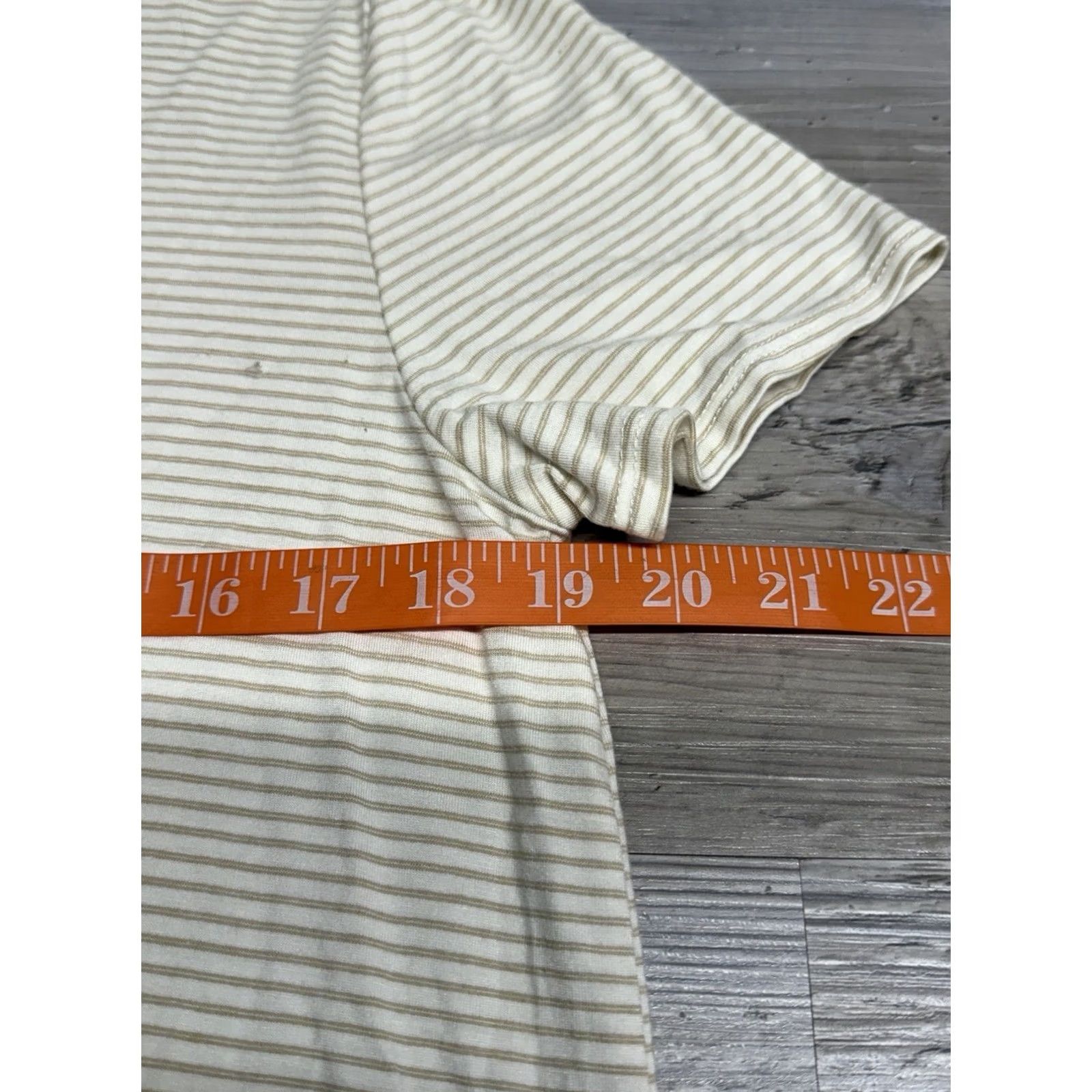 Vintage Green Envelope Womens V-Neck Striped Top Beige Lightweight Knit Rayon Spandex Tee Shirt Size L USA就 Size L / US 10 / IT 46 - 5 Thumbnail