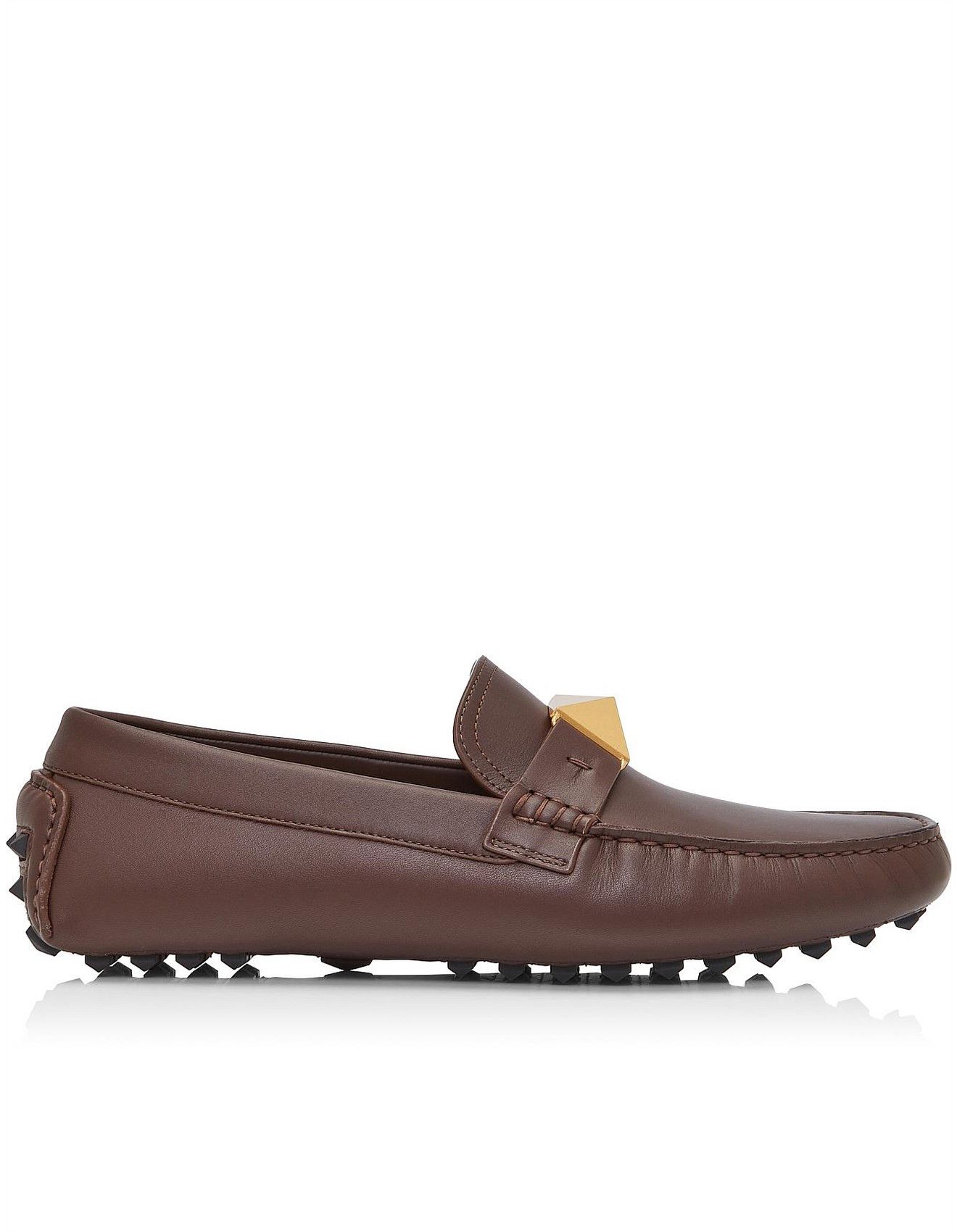 o1y0525 Logo Leather Loafers in Chocolate Brown