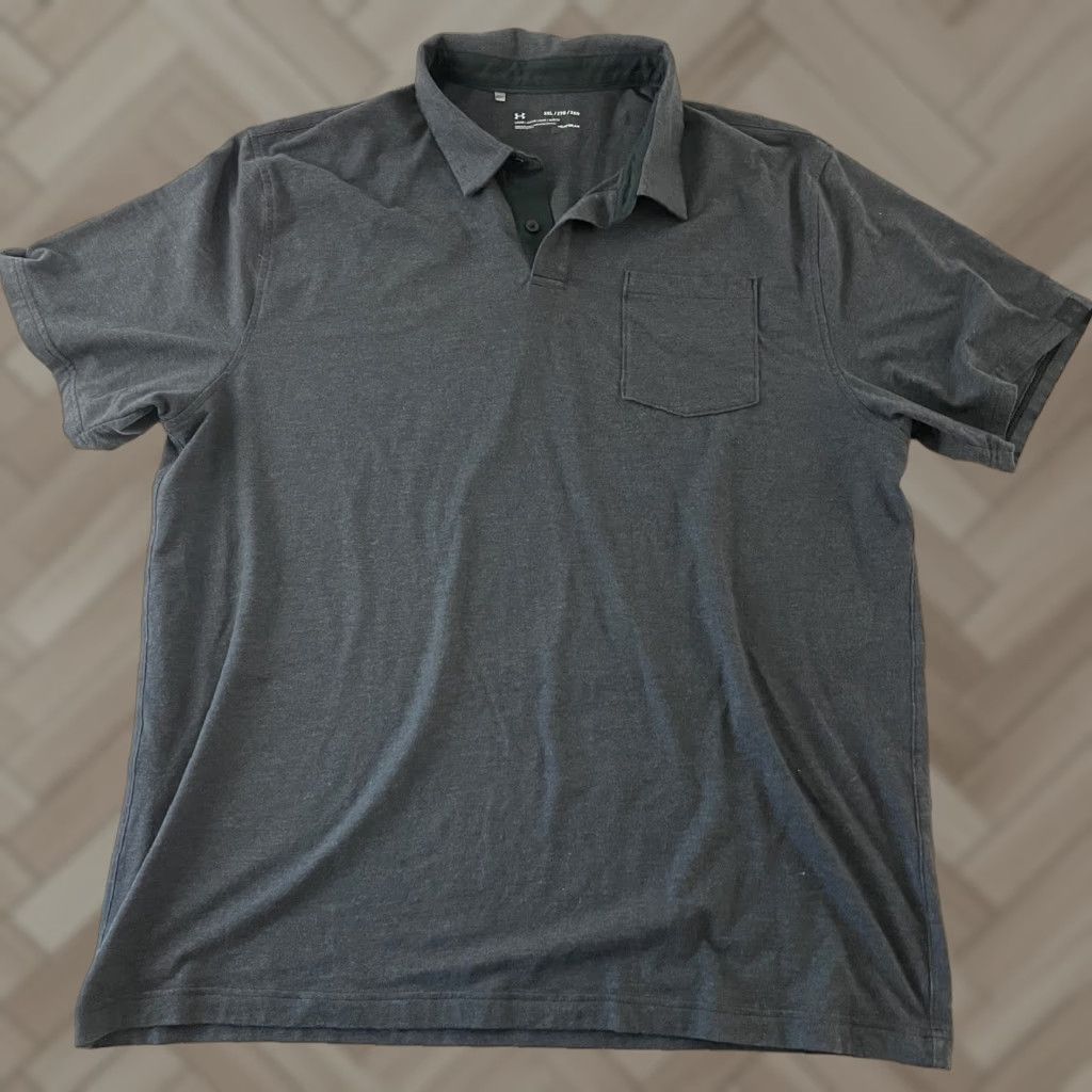 Under Armour Under Armour Shirt Men's 2XL Short Sleeve Button Front Polo Gray Knit Solid Accent Button Casual Sports Size US XXL / EU 58 / 5 - 1 Thumbnail