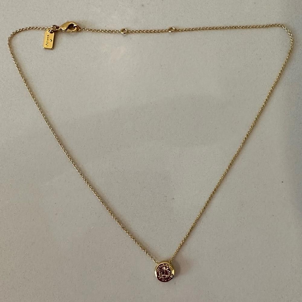 Coach COACH Open Circle Stone Crystal Gold Tone Necklace Size ONE SIZE - 3 Thumbnail