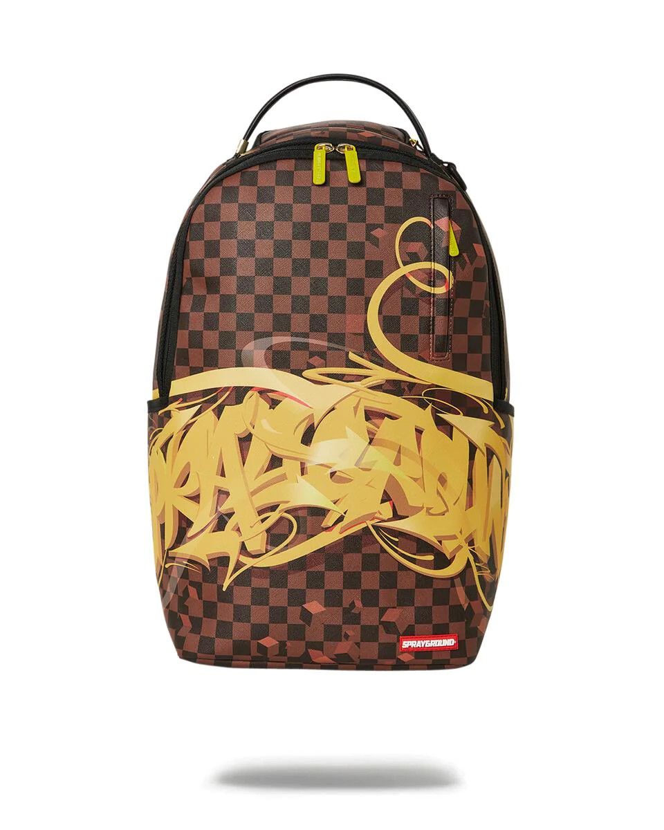 image of Sprayground Unisex Sip Wildstyle Dlxsv Backpack in Brown/Yellow, Men's