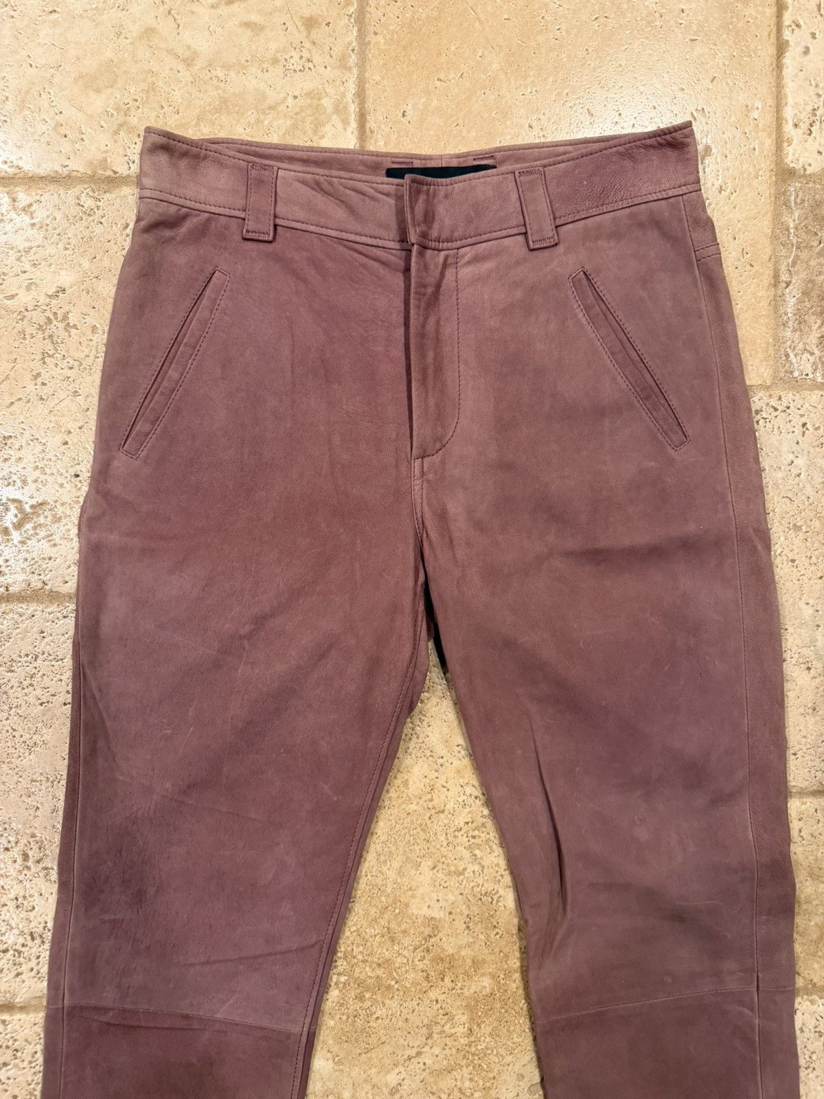 Haider Ackermann Haider Ackermann Sample Suede Leather Mauve Trouser Pants Size US 31 - 5 Thumbnail