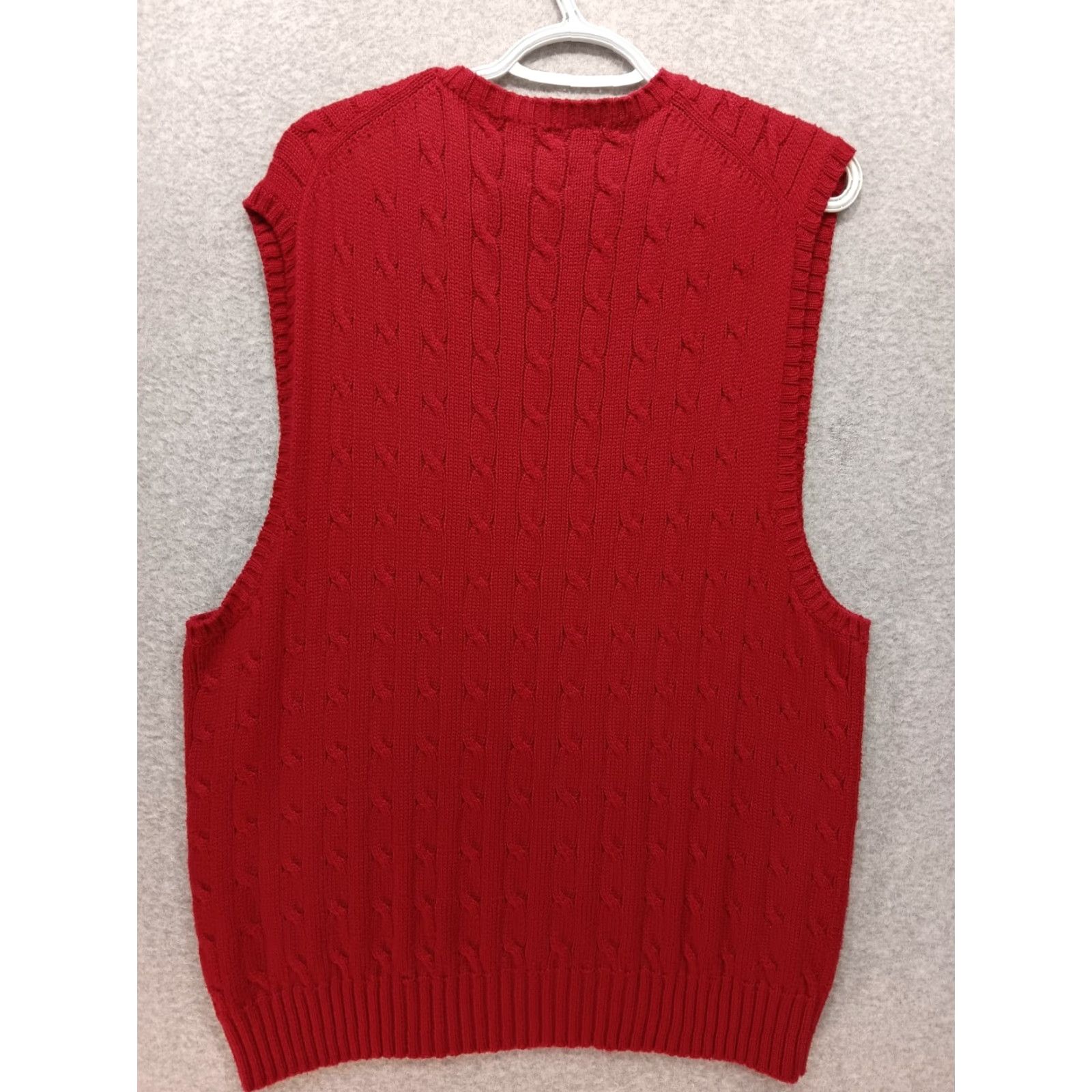 Polo Ralph Lauren VINTAGE Polo Ralph Lauren Vest Men's XL Red Cable Knit V Neck 100% Cotton Size US XL / EU 56 / 4 - 6 Thumbnail