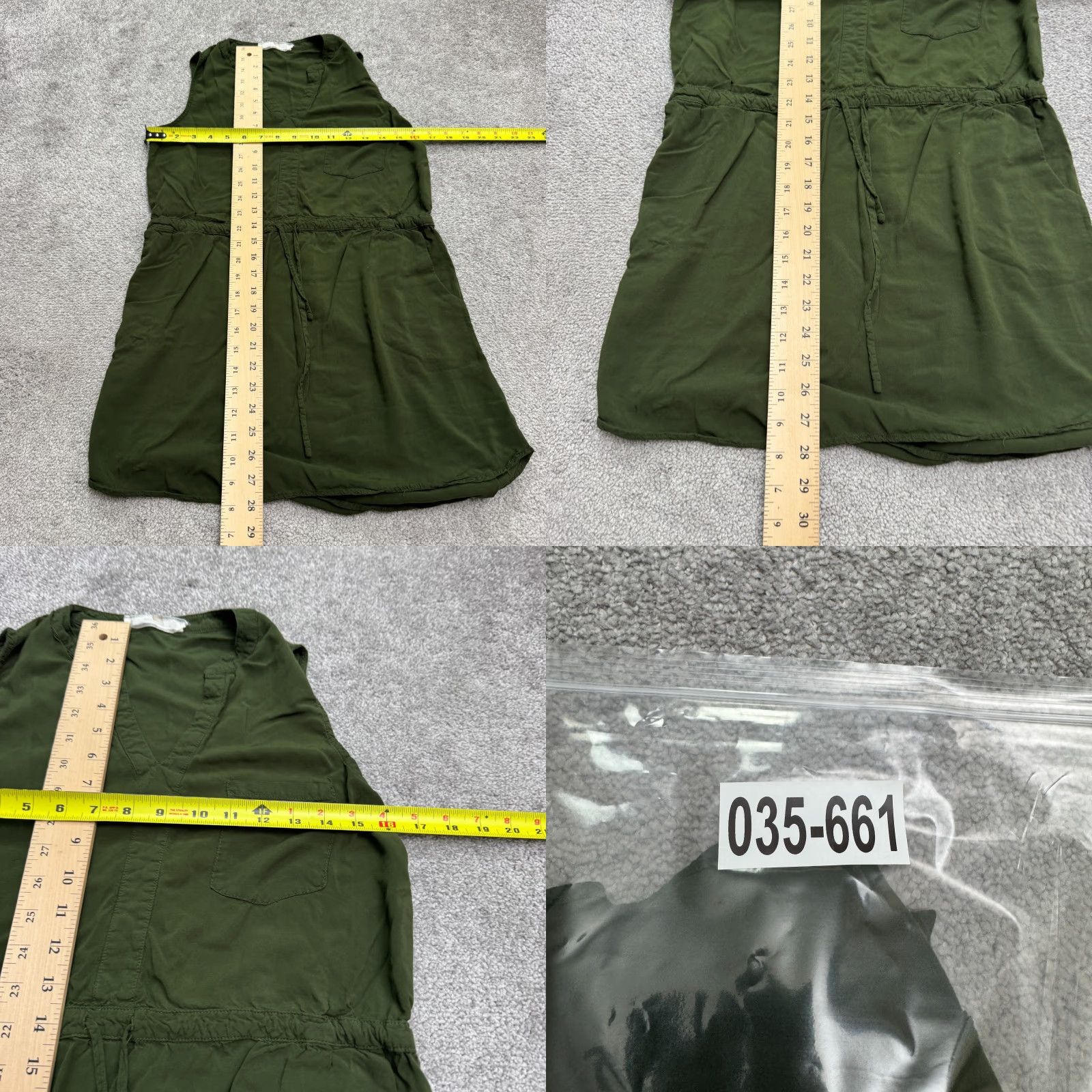 Vintage VINTAGE Bioworld Grawstring Mini Dress Womens S Army Green Sleeveless V-Neck Pockets Size S / US 4 / IT 40 - 8 Thumbnail