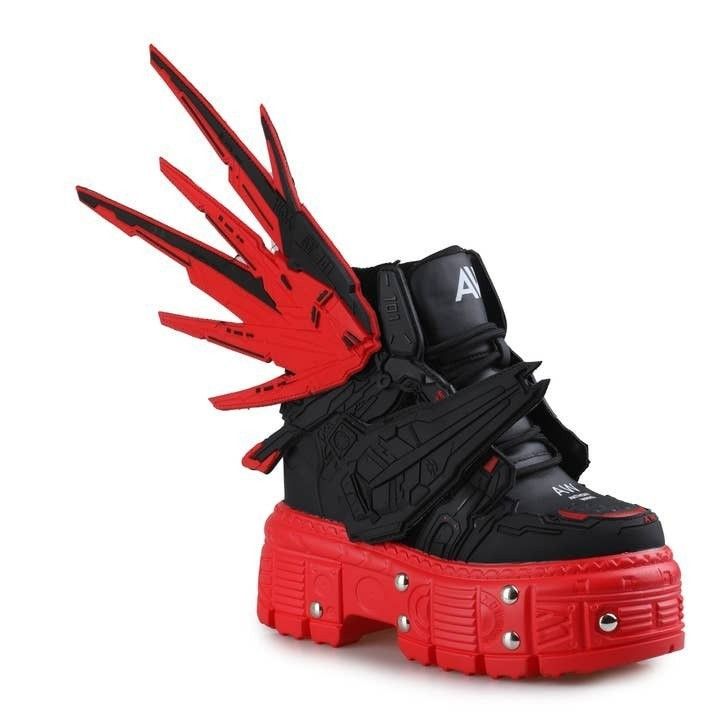 Other Wang M07 Blackened Red Hidden Wedge Women's Combat Mech Mode Size US 10 / IT 40 - 9 Thumbnail