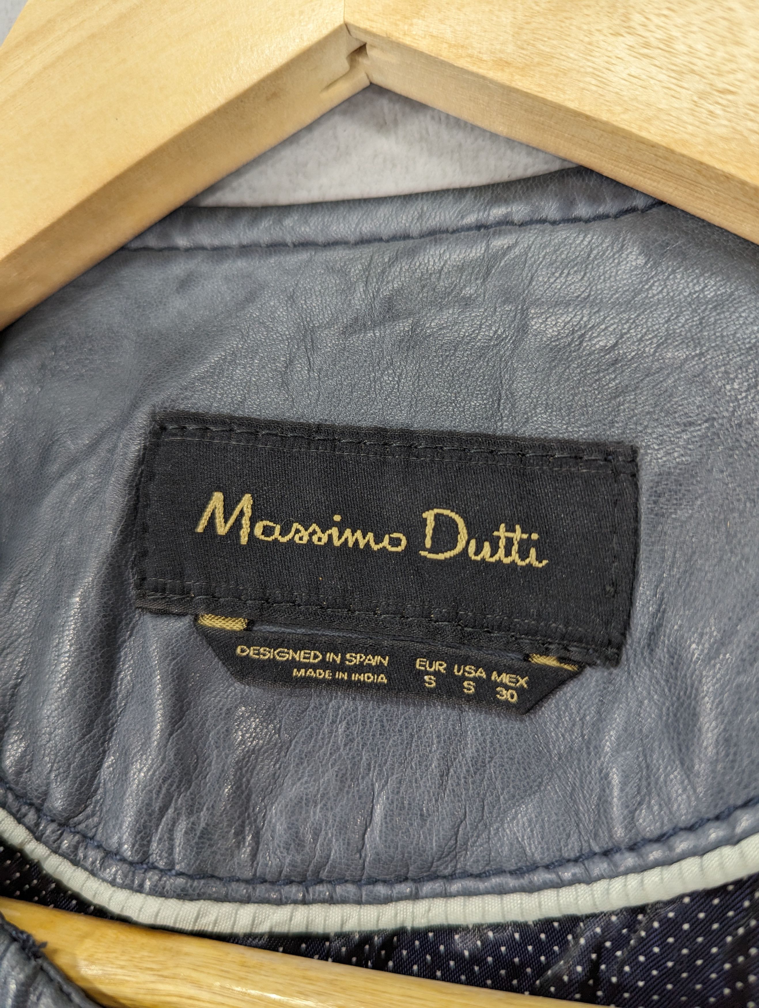Massimo Dutti Massimo Dutti Sheep Skin Blue Faded Motorcycle Style Jacket Size S / US 4 / IT 40 - 9 Thumbnail